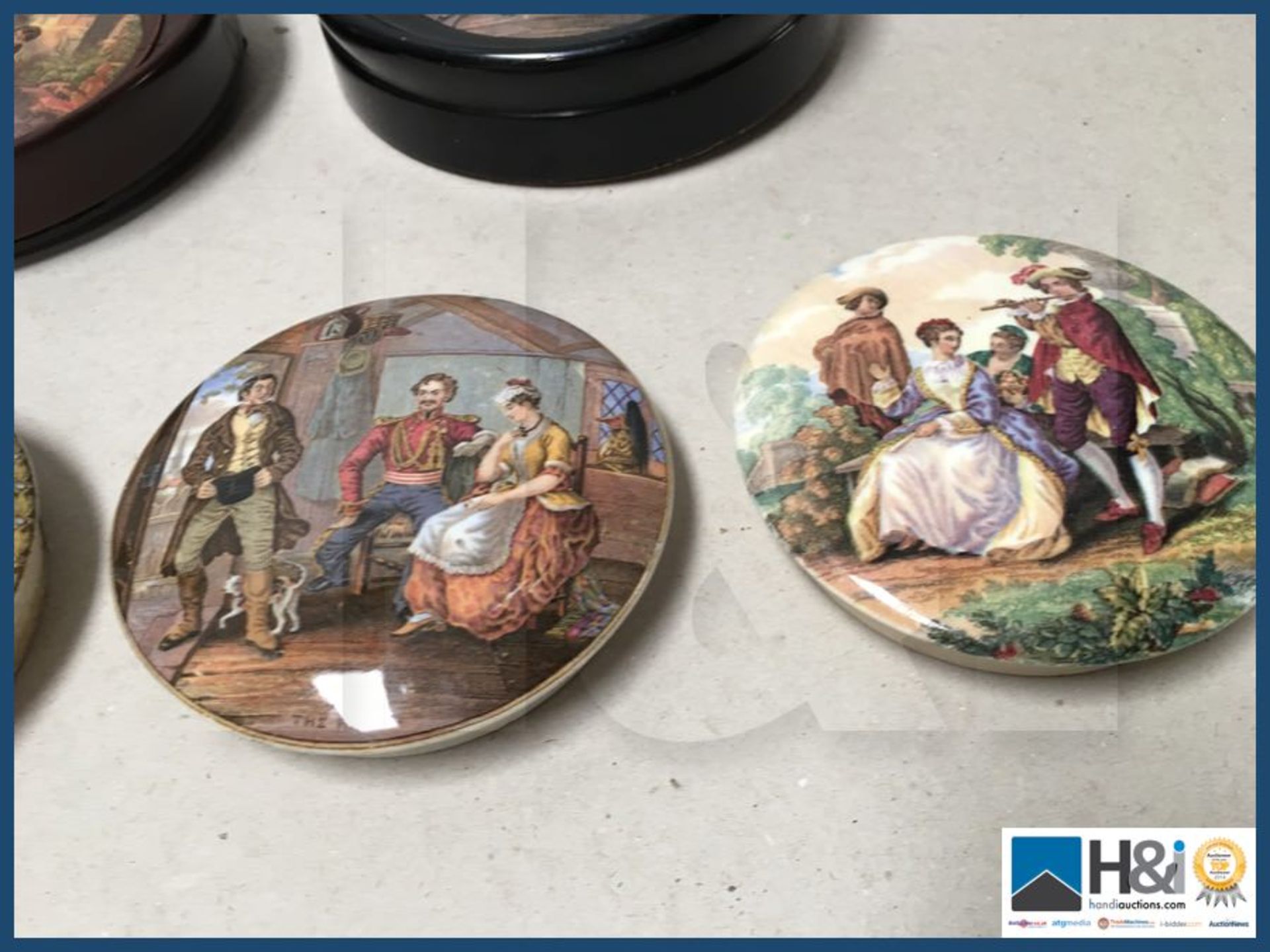 Nice lot of Prattware lids 3 framed . - Image 4 of 6