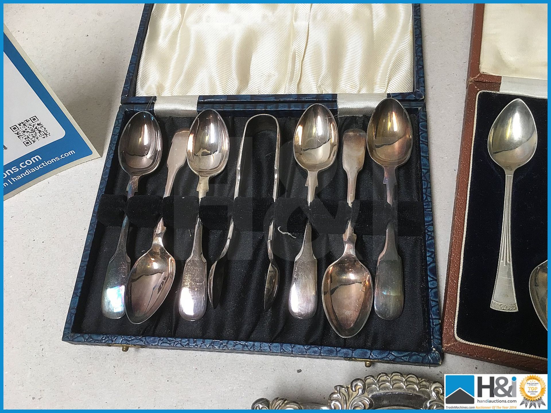 Various vintage Silver plate spoon sets and tray. - Image 4 of 4