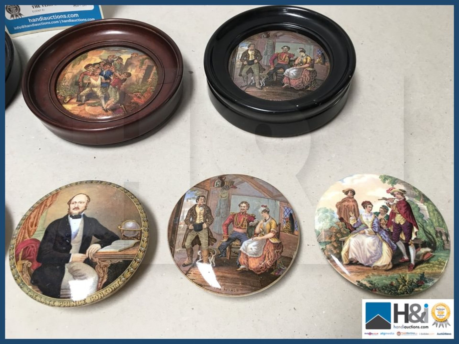 Nice lot of Prattware lids 3 framed . - Image 3 of 6