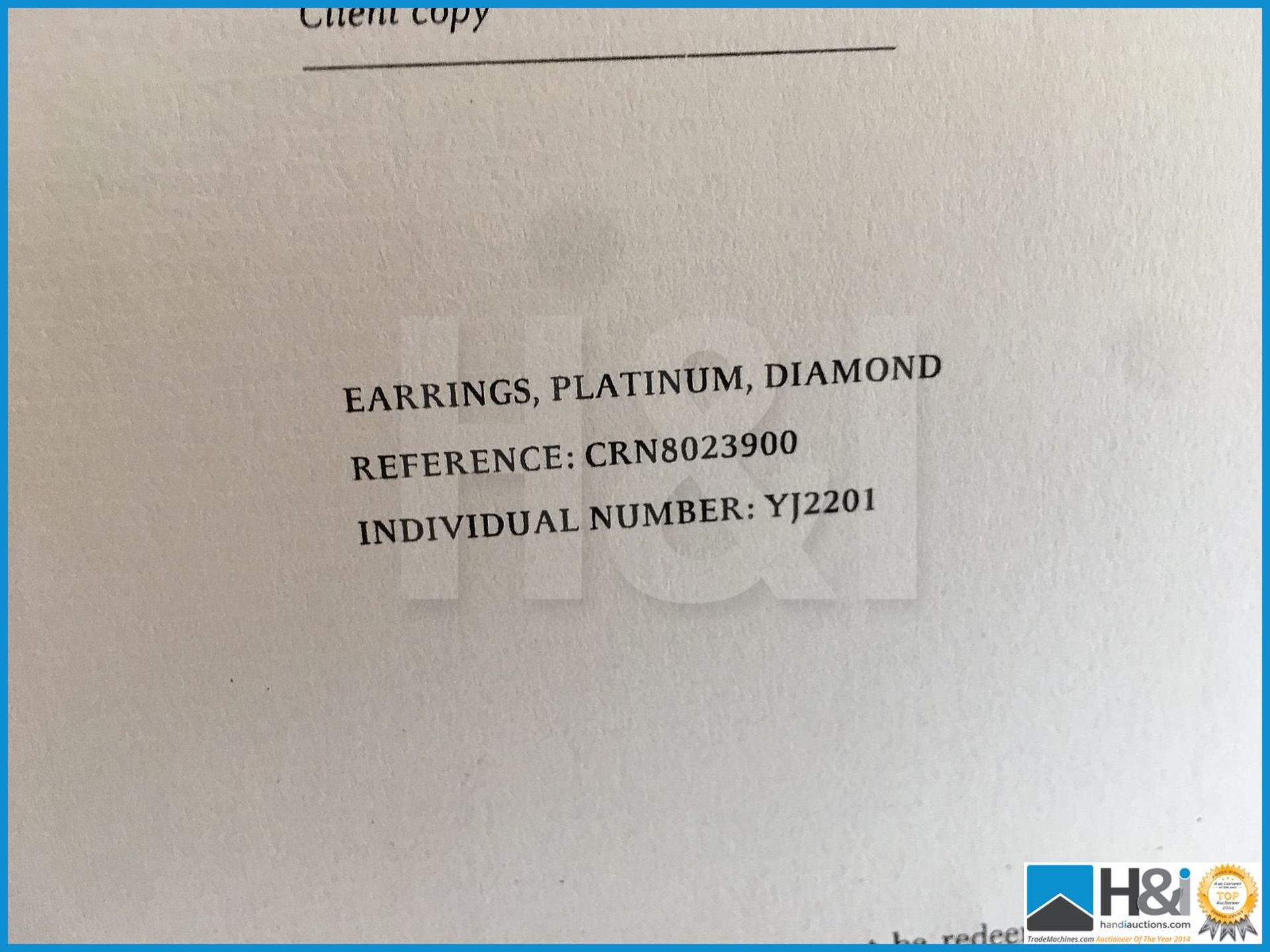Pair of unworn genuine Cartier Diamond & Platinum earrings presented with a host of certificates, pa - Image 14 of 17