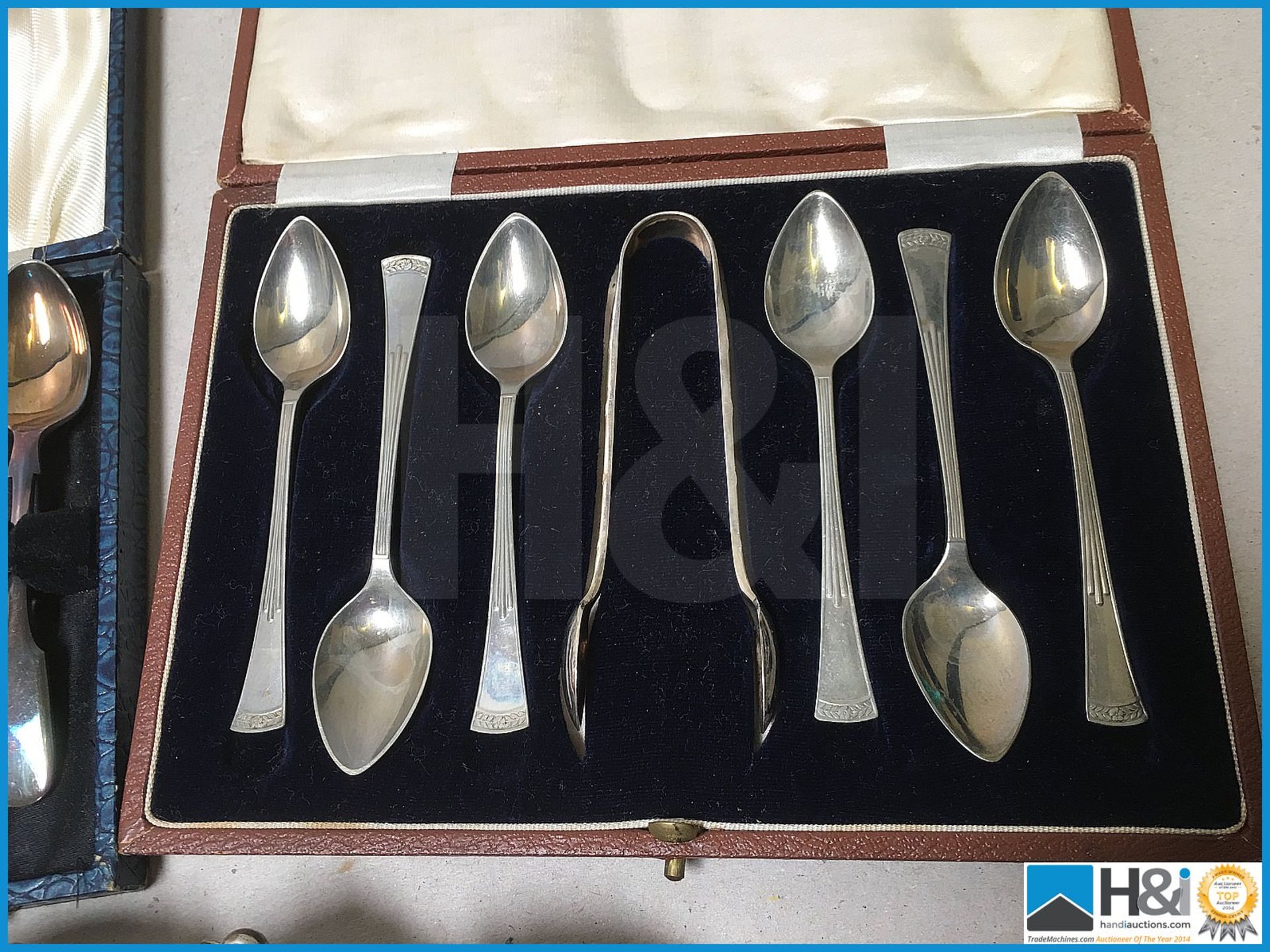 Various vintage Silver plate spoon sets and tray. - Image 3 of 4