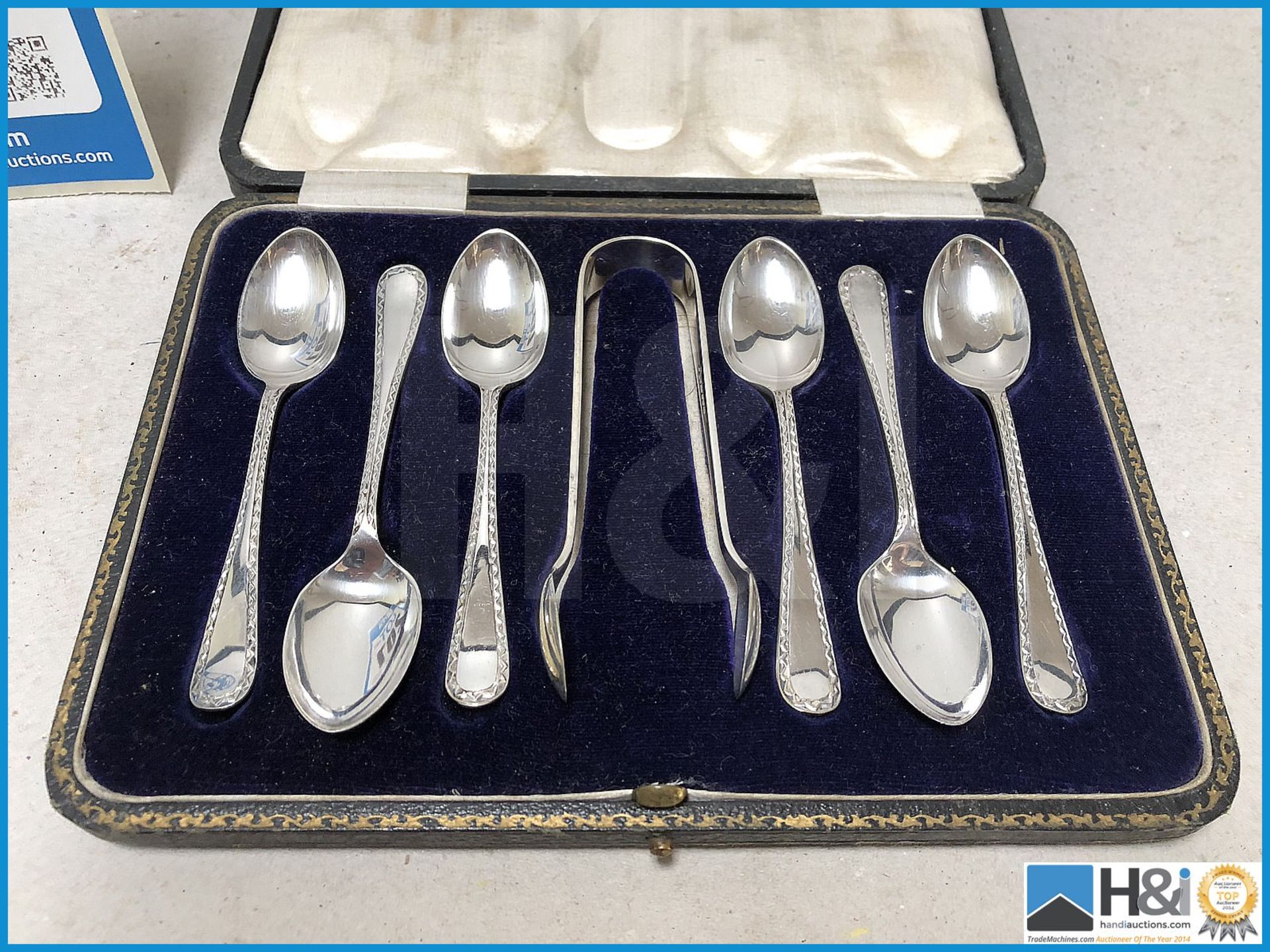 Set of silver plate spoons in case. - Image 2 of 2