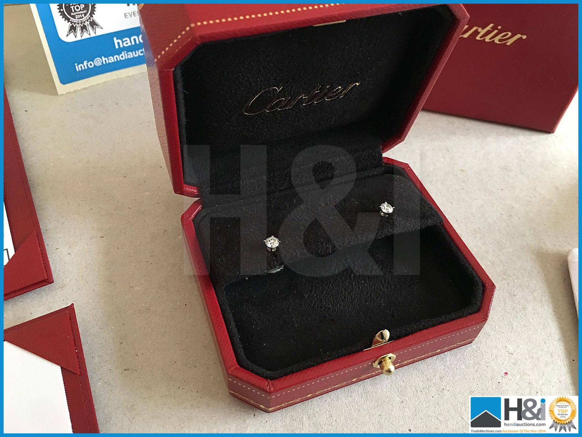 Pair of unworn genuine Cartier Diamond & Platinum earrings presented with a host of certificates, pa - Image 11 of 17