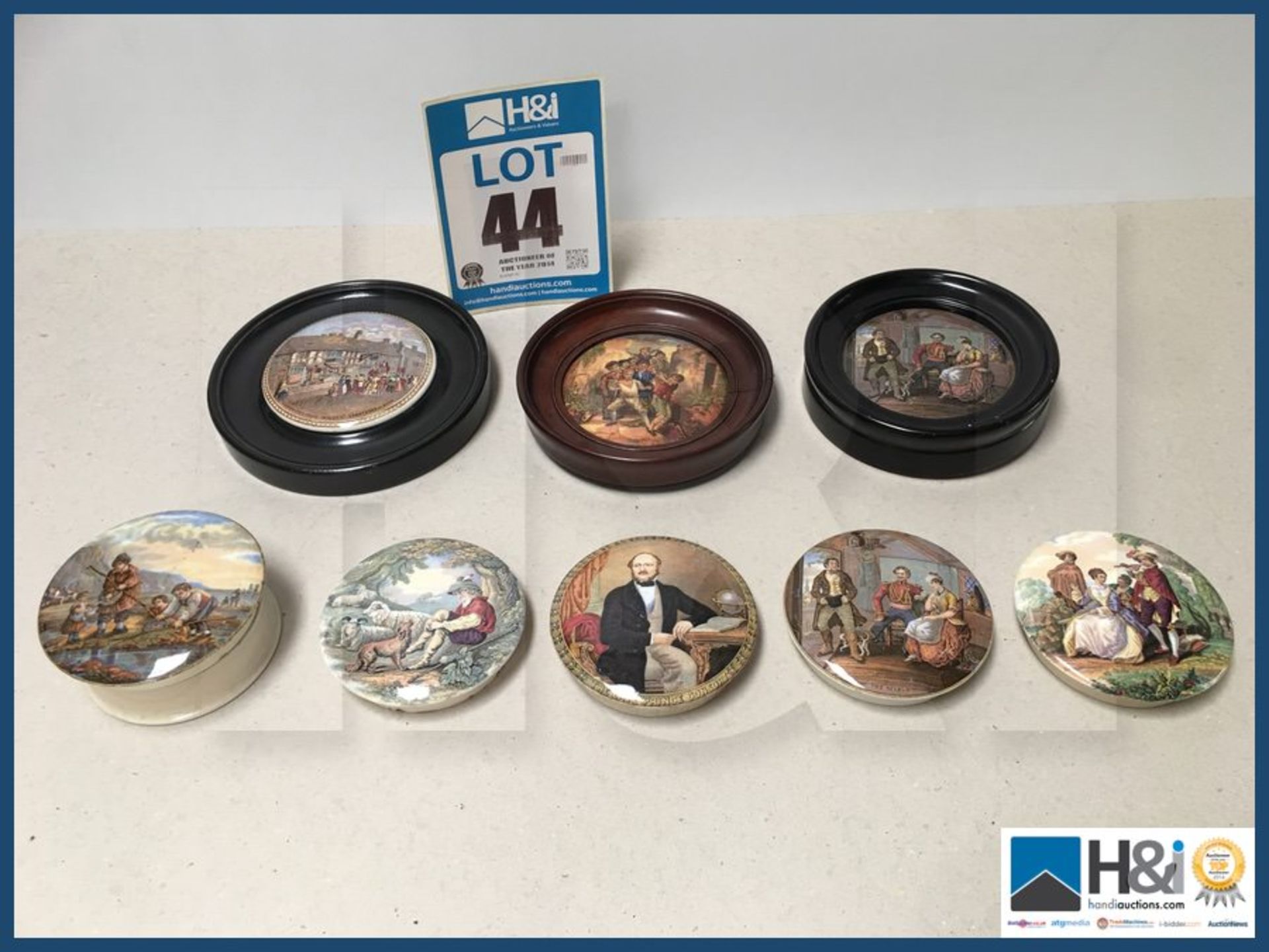 Nice lot of Prattware lids 3 framed .