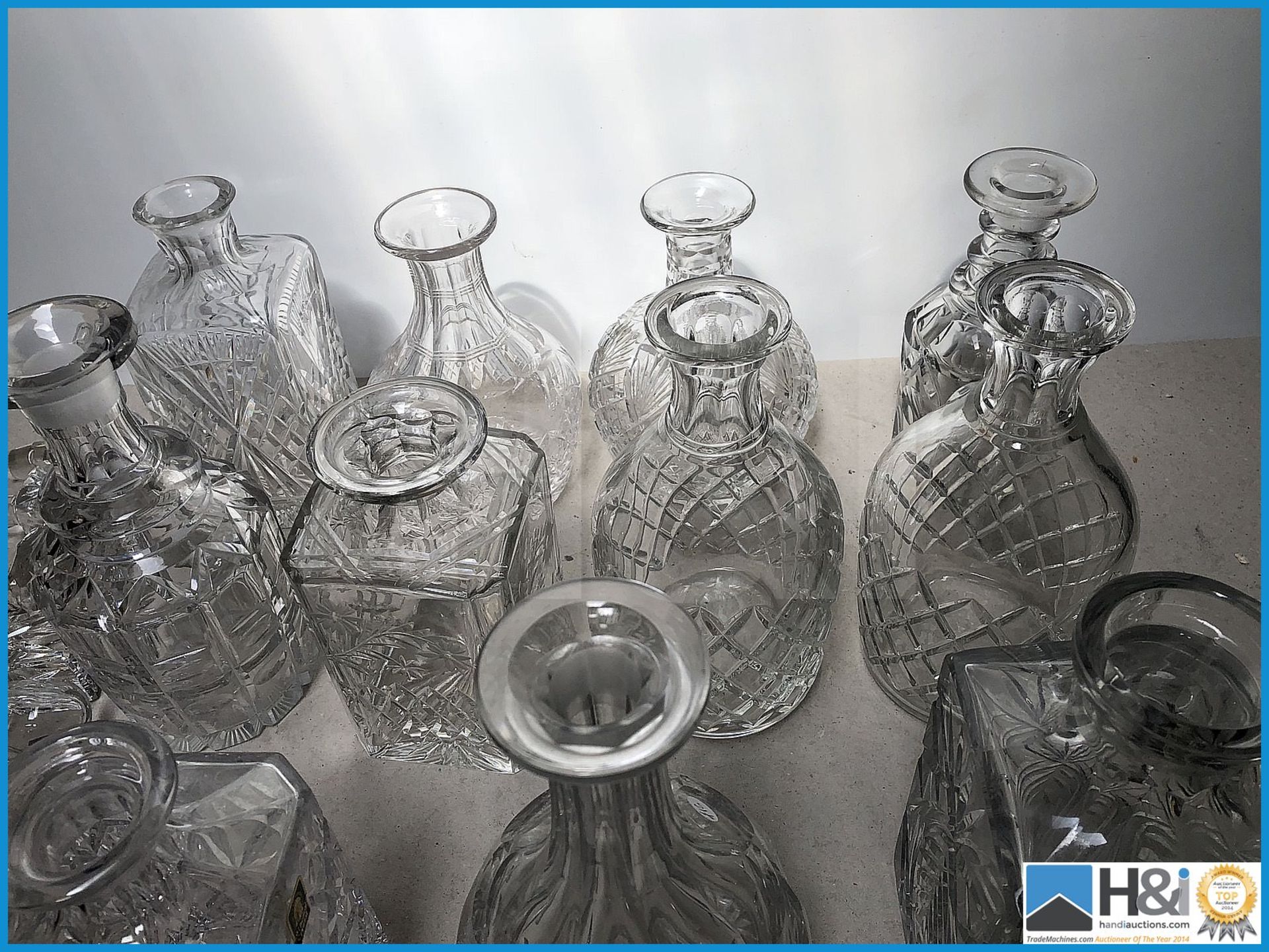 11 cut glass decanters with stoppers. - Image 3 of 3