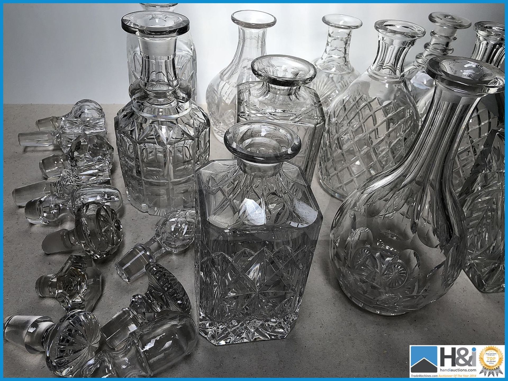 11 cut glass decanters with stoppers. - Image 2 of 3