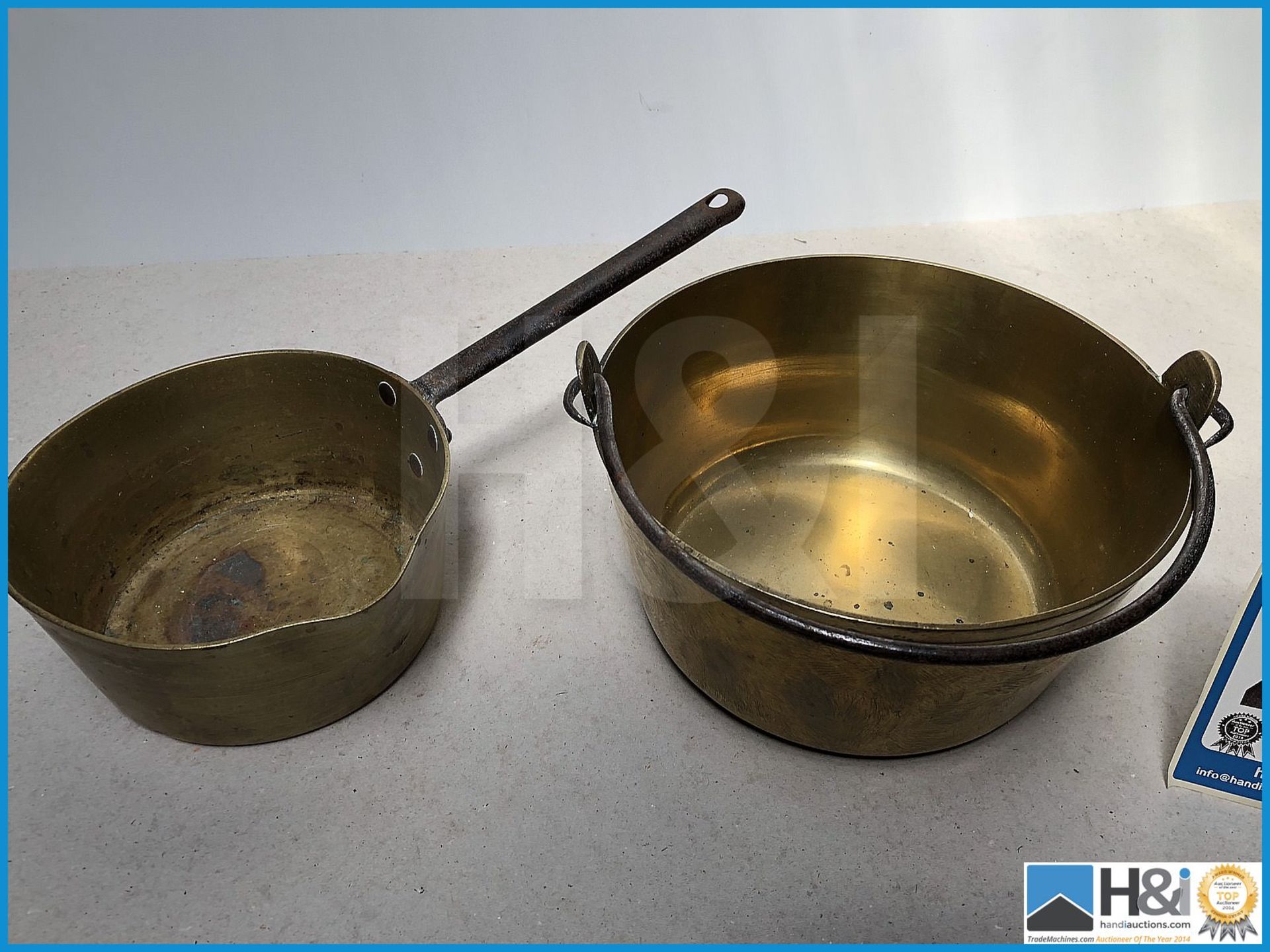 Brass jam pan and saucer. - Image 2 of 2