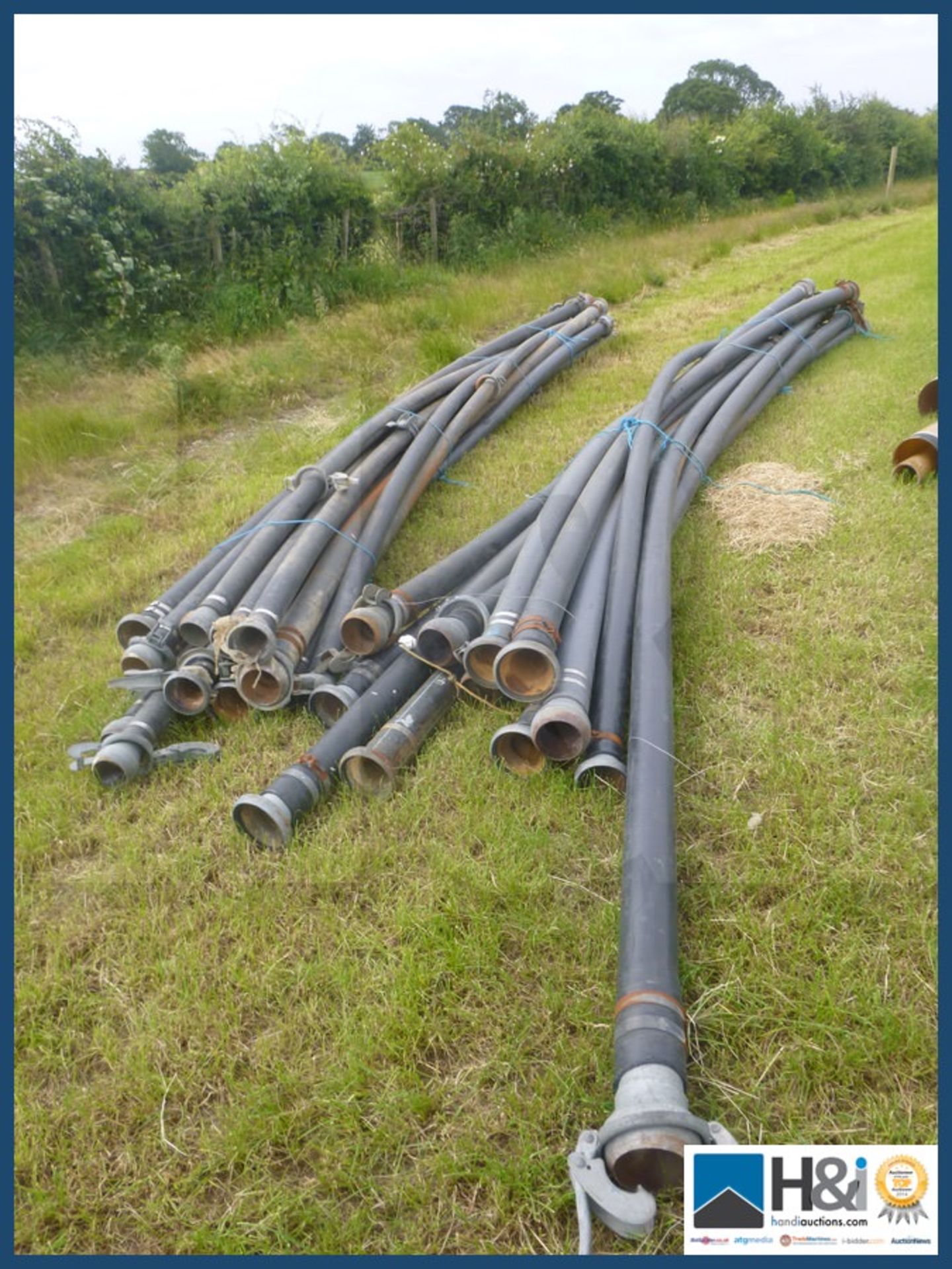 Heavy duty irrigation pipe approx 20 pcs appears in good condition.