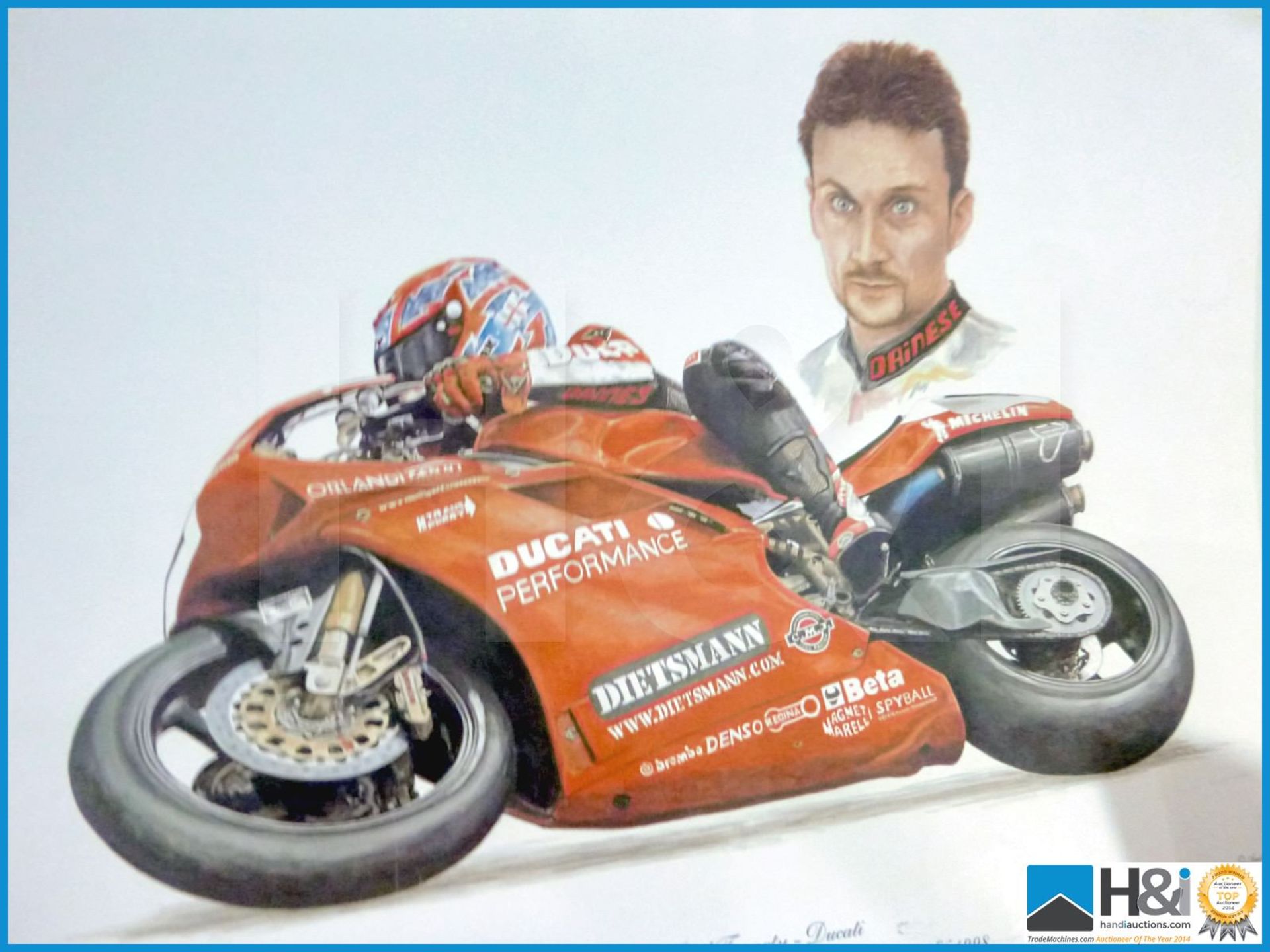 Limited edition by Anita Scott no. 498 of 500 Carl Fogarty with Ducati bike -- MC:N/A CILN:N/A - Image 2 of 5