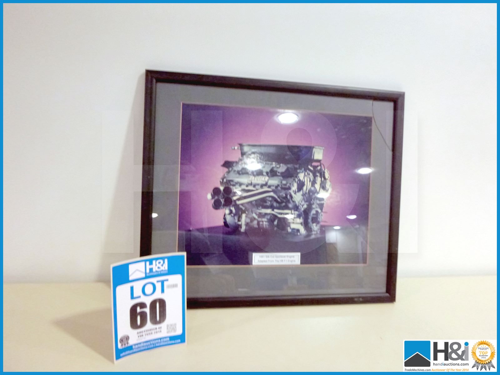 Framed print of 1991 Silk Cut sports car HBF1 engine. Glass slightly damaged -- MC:N/A CILN:N/A - Image 3 of 3