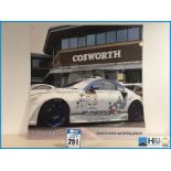 Cosworth promo artwork featuring Nissan 350z outside Cosworth recpetion. Appx 3ft x 3ft. From the Co