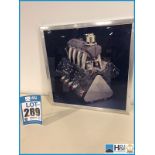 Framed photo of Cosworth DF engine. -- MC:N/A CILN:N/A