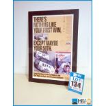 Mounted Ford motorsport poster 'There's nothing like your first win, except maybe your 50th. Appx 27