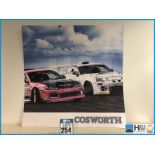 Cosworth promo artwork featuring Nissan 350z and other performance car. Appx 3ft x 3ft. From the Cos