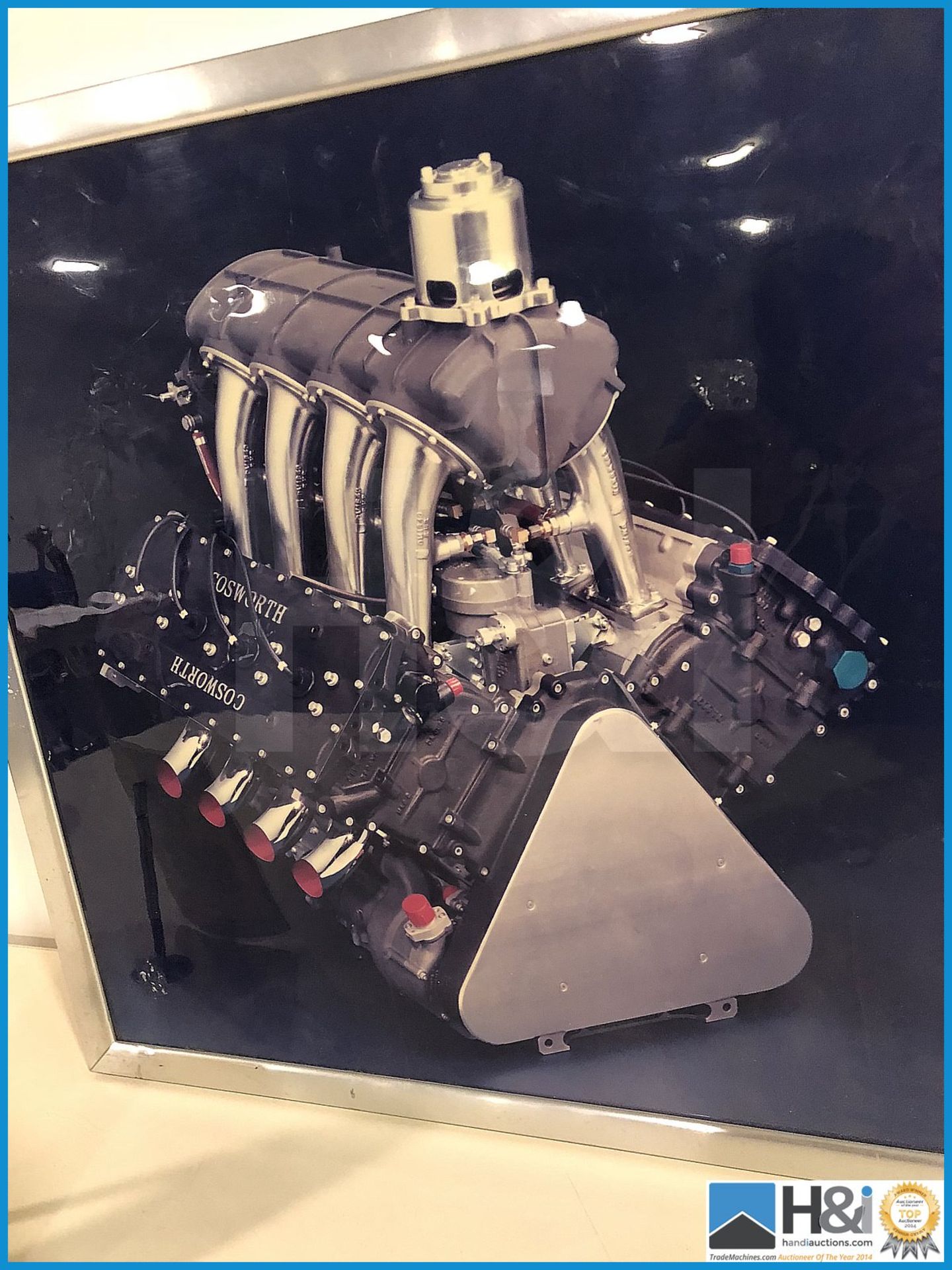 Framed photo of Cosworth DF engine. -- MC:N/A CILN:N/A - Image 2 of 2