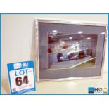 Metal framed print of race car. Jean-Christophe Boullion 1994 F3000 winner. appx 16in x 13in -- MC:N