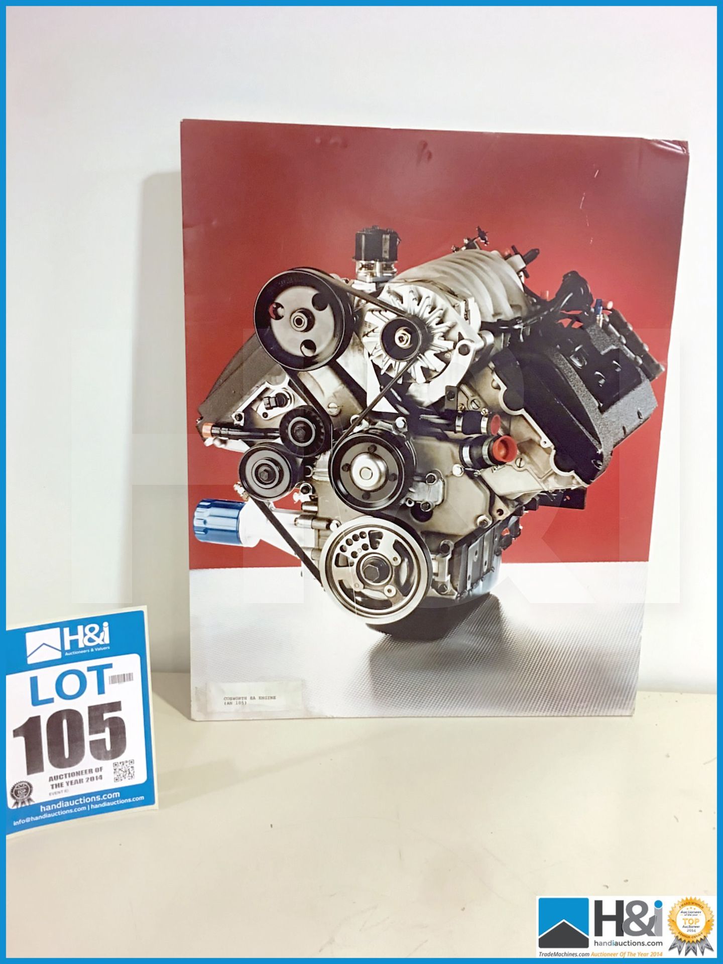 Mounted picture of Cosworth EA engine from the Cosworth Archives. Appx 16in x 20in -- MC:N/A CILN:N/