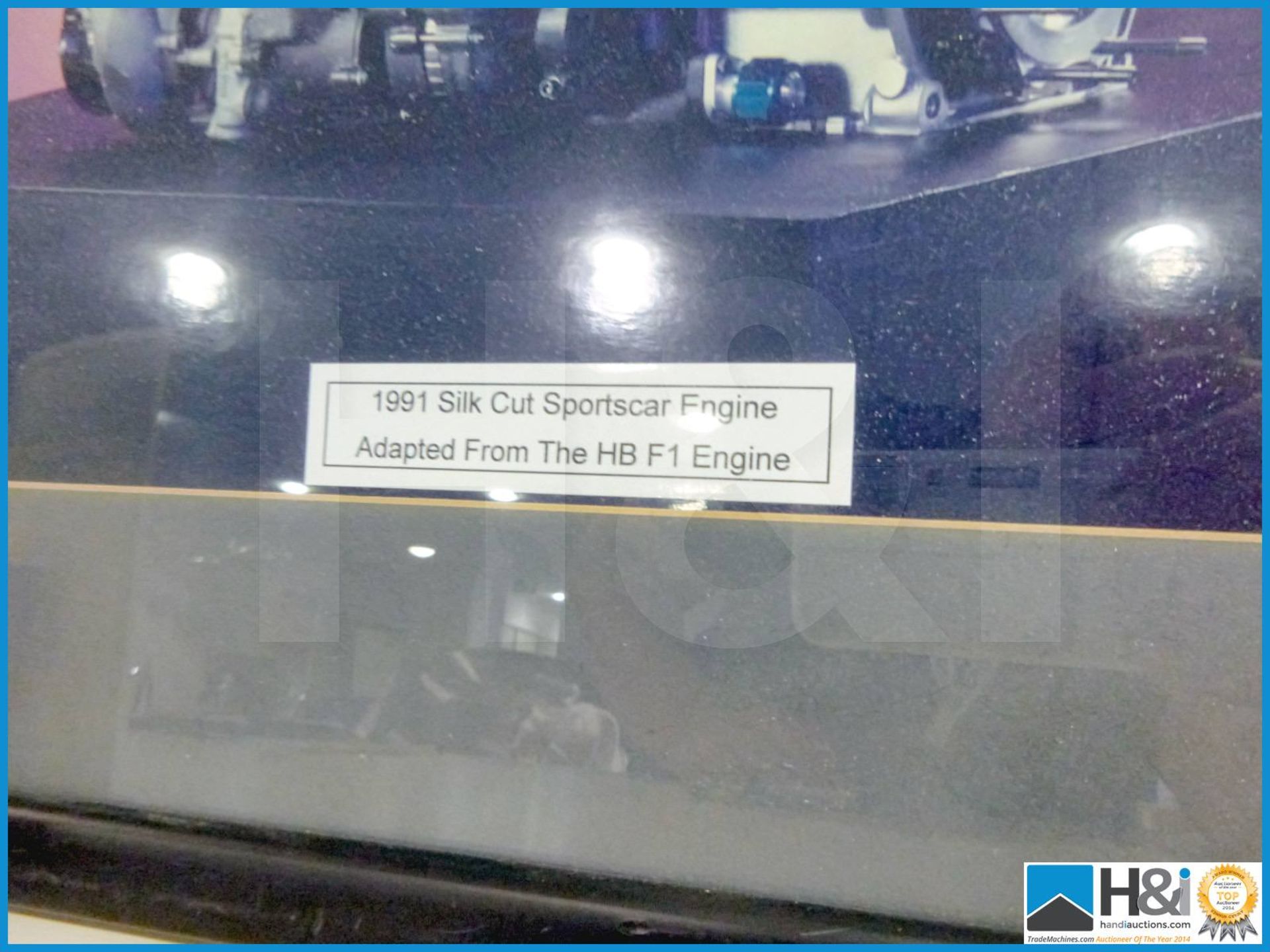 Framed print of 1991 Silk Cut sports car HBF1 engine. Glass slightly damaged -- MC:N/A CILN:N/A - Image 2 of 3