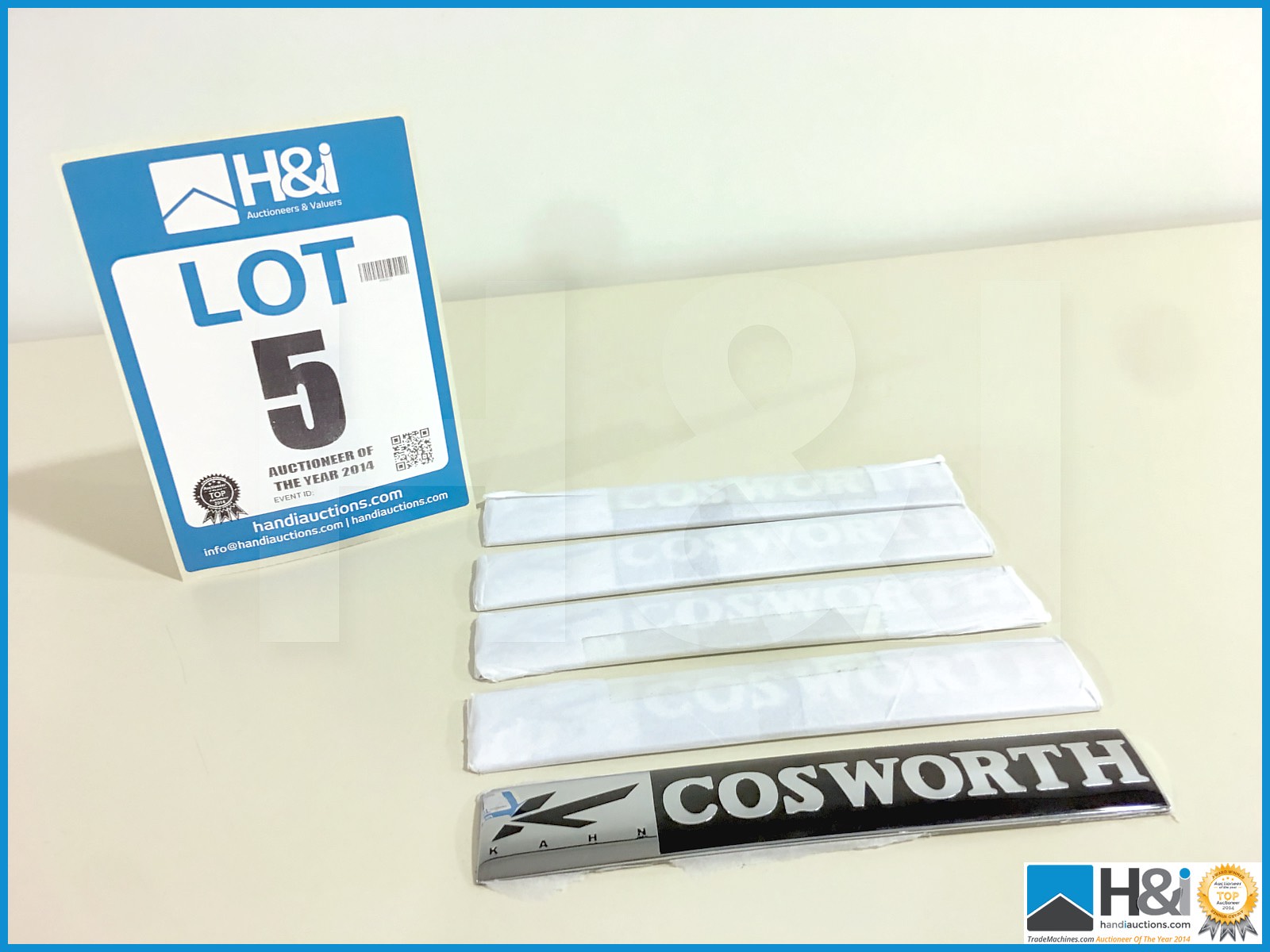 5 off Cosworth Khan enamel steel boot lid badges -- MC:N/A CILN:N/A
