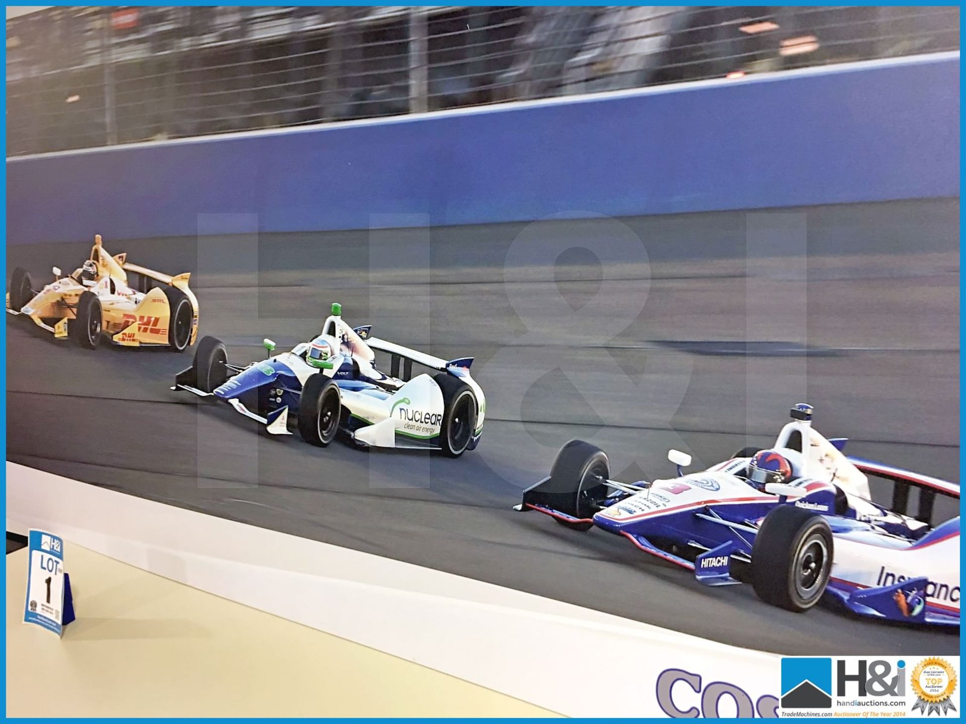 Large format print of Indy cars on race track. Ex Cosworth works. Approx 6ft X 3ft X 5mm. Never made - Image 4 of 4