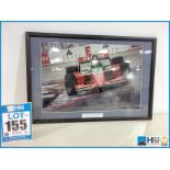 Framed photograph Formula One car - Adrian Fernandez 1998 Patrick Racing - powered by Cosworth XD V8