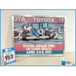 Metal framed Indy Car World Series Toyota Grand Prix of Long Beach, April 3, 4, 5, 1987. Rare. From