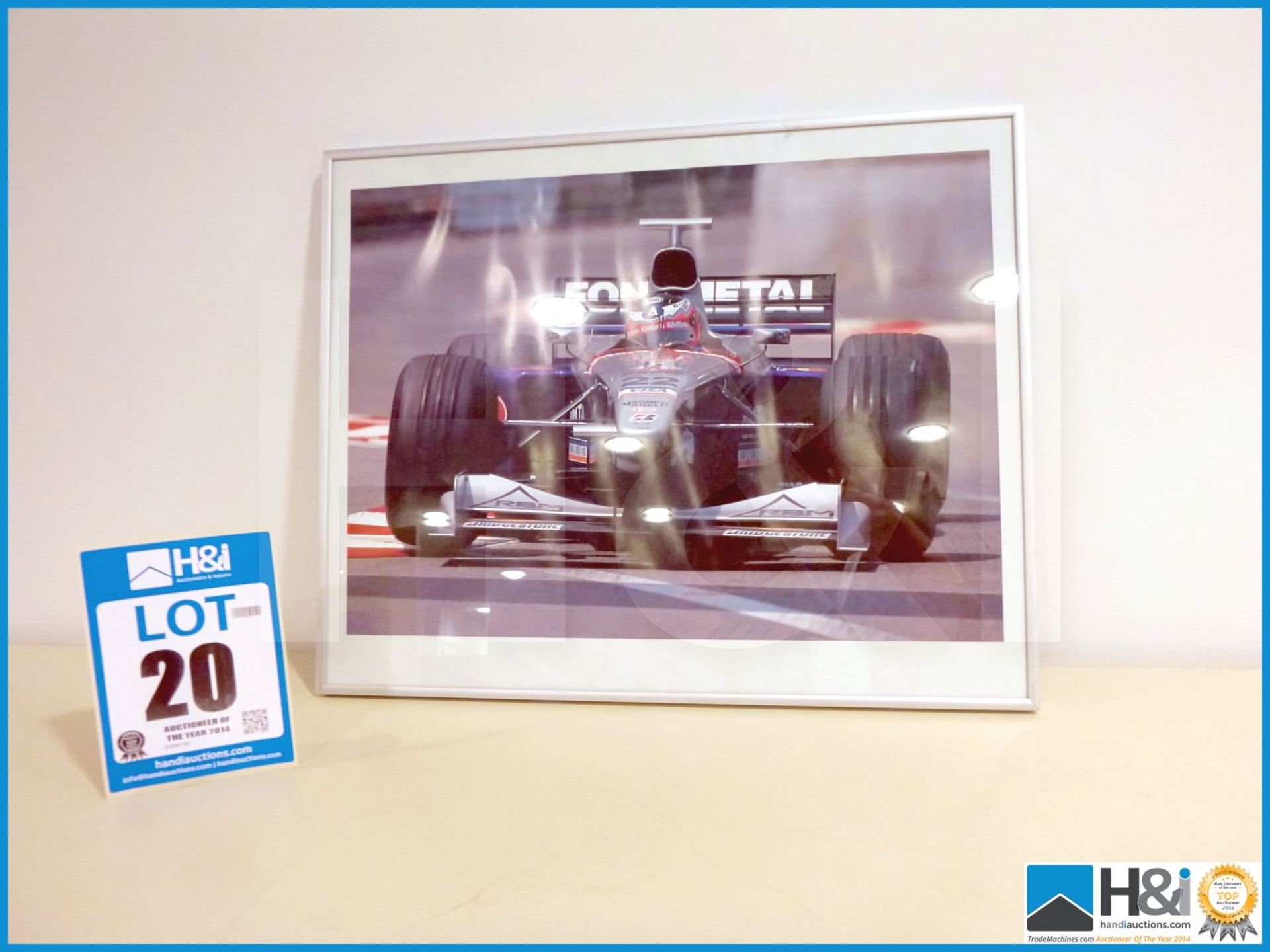 Framed print of Formula One car, driven by Shinji Nakano approx 20in X 16in -- MC:N/A CILN:N/A