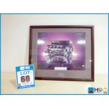 Framed print of 1991 Silk Cut sports car HBF1 engine. Glass slightly damaged -- MC:N/A CILN:N/A