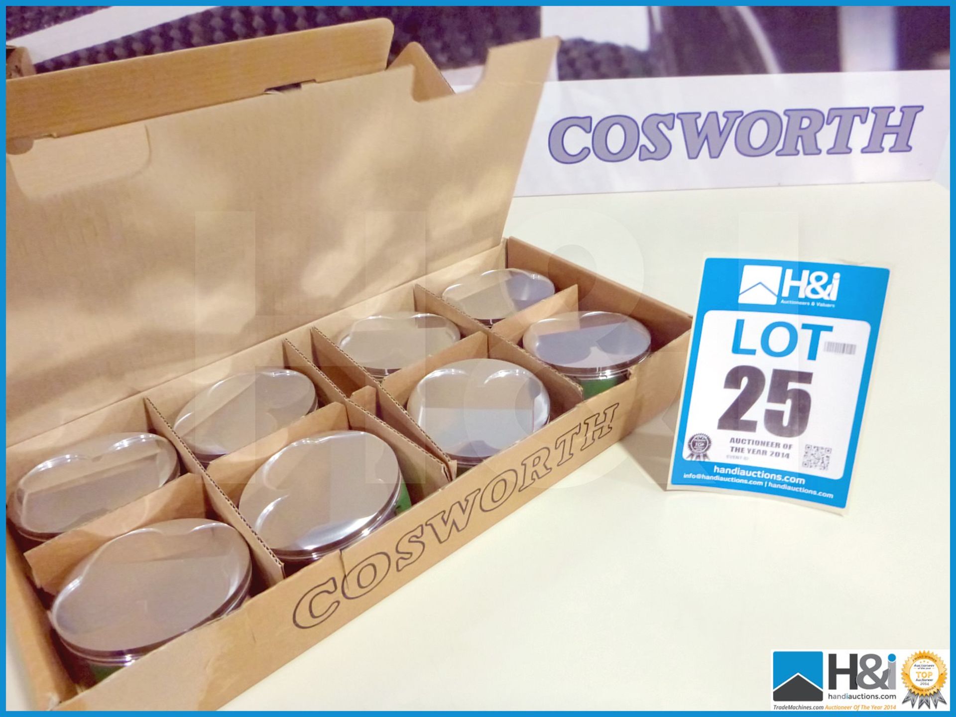 Set of 8 off Cosworth XG Low Drag pistons. Appx lot value over GBP 3,000 -- MC:XG3005 CILN:27