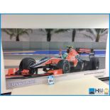 Large format ex works Cosworth promo artwork print of Cosworth powered F1 car, Lucas Di Grassi Virgi