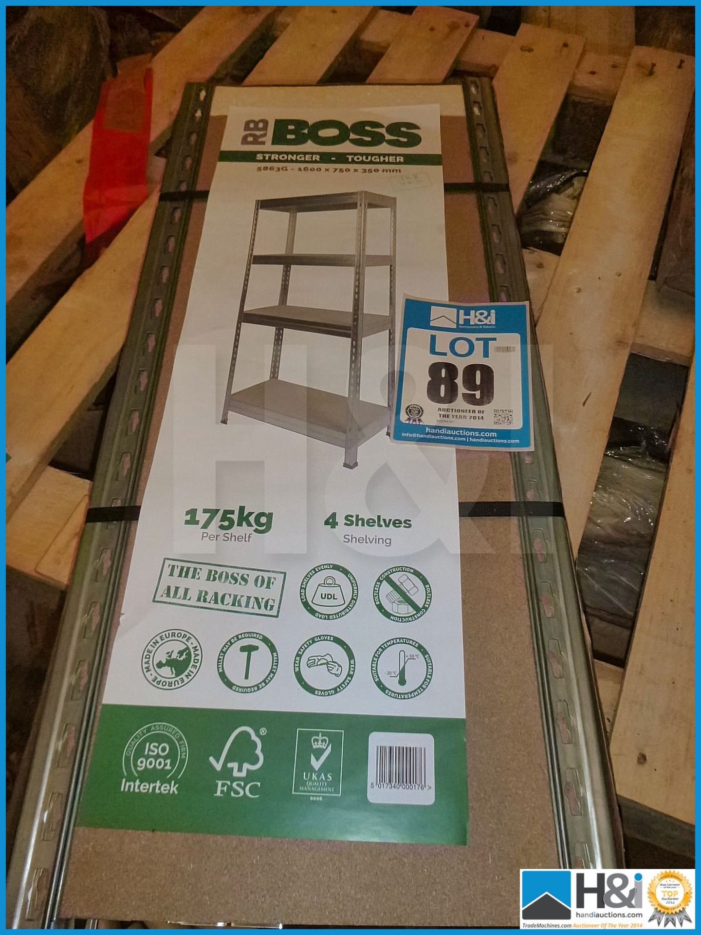 RB BOSS SHELVING 5863G, 1600X750X350MM, 175KG/SHELF, 4 SHELVES, UNUSED