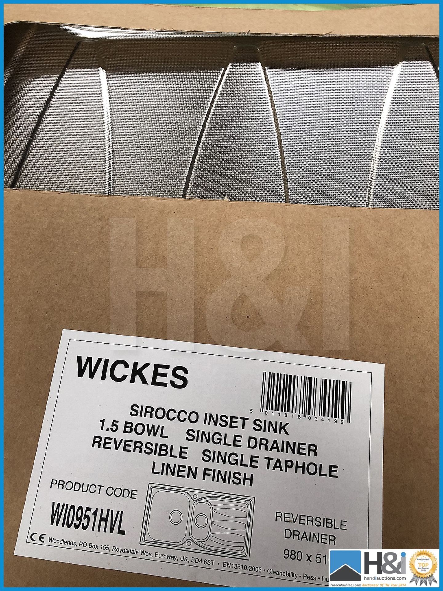 Wickes Sirocco insert sink 1.5 bowl single drainer reversible single tap hole stainless linen textur - Image 2 of 2