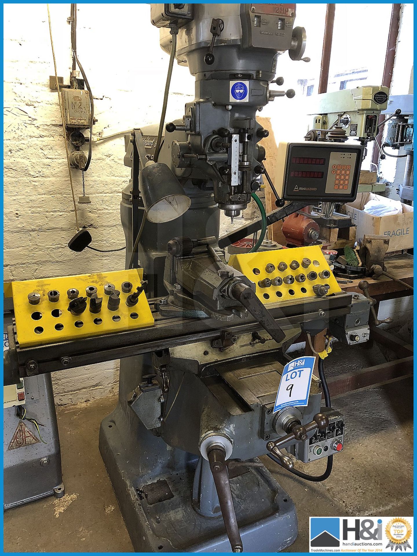 Bridgeport Series 1 2HP variable speed milling machine with DRO and excellent selection of tooling c