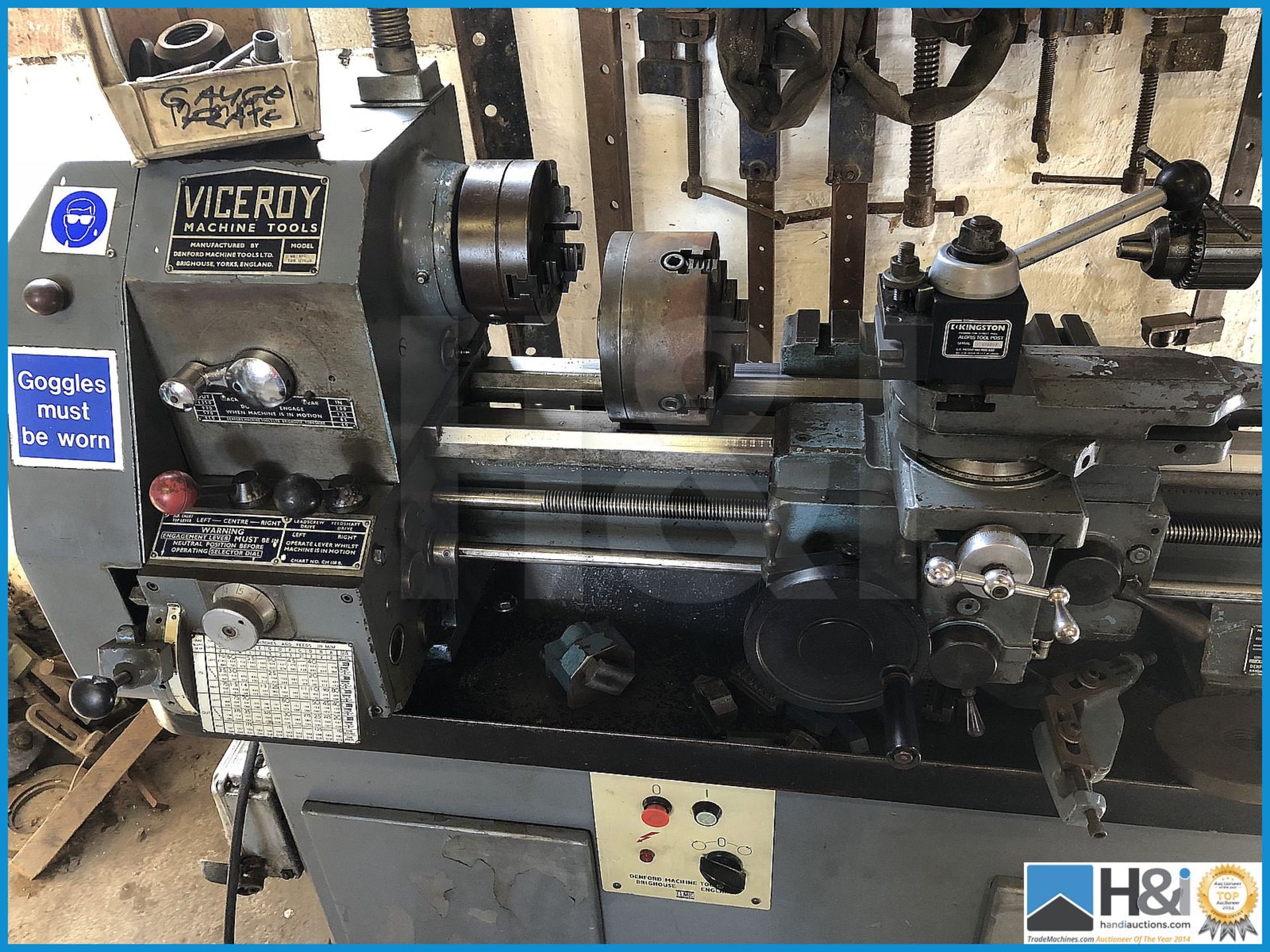 Viceroy Metric TD5 1/1G/B metalworking lathe with 2 x chucks in excellent order. 3 phase - Image 2 of 8