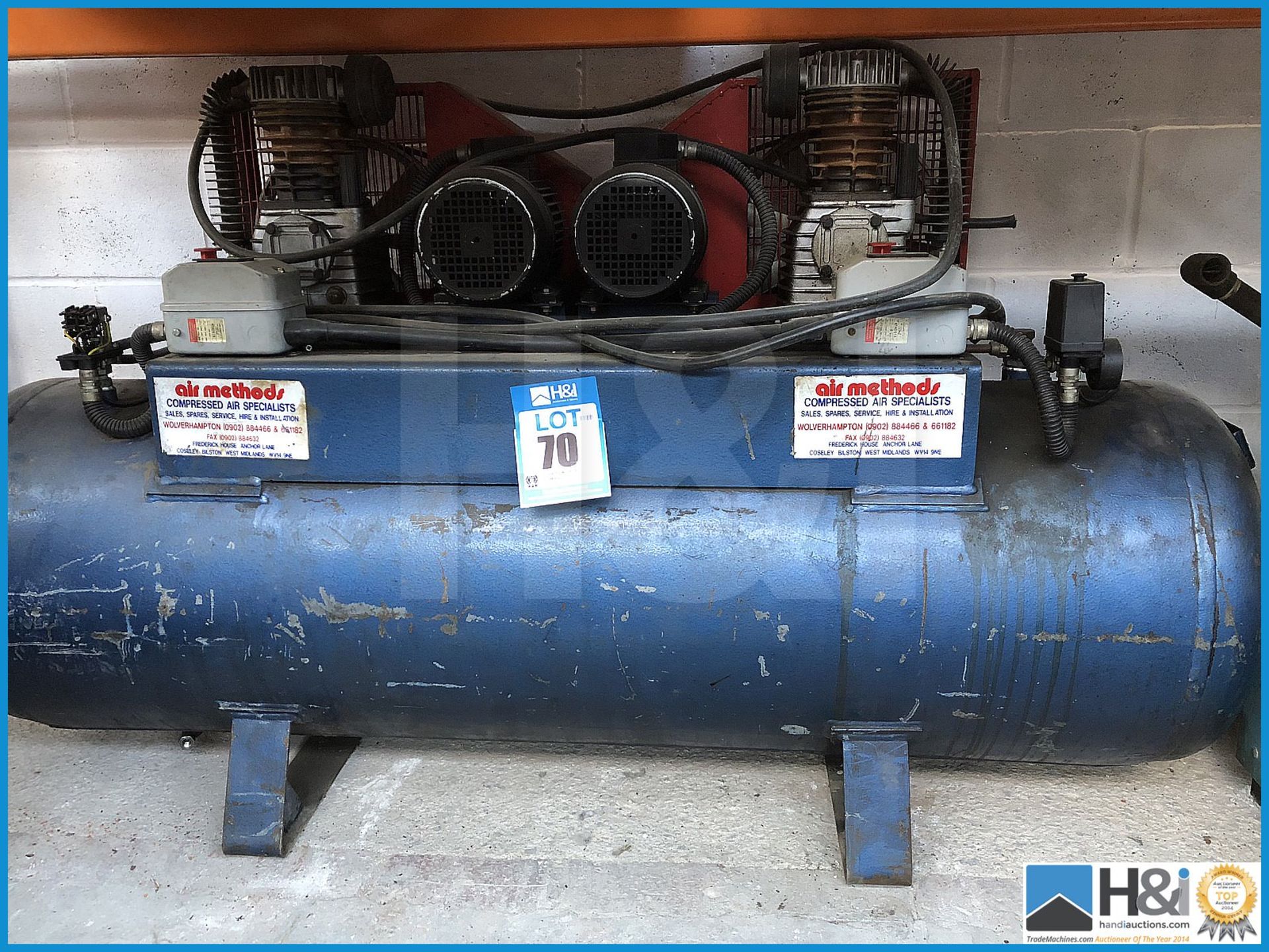 Large 3 phase dual pump air compressor. Working