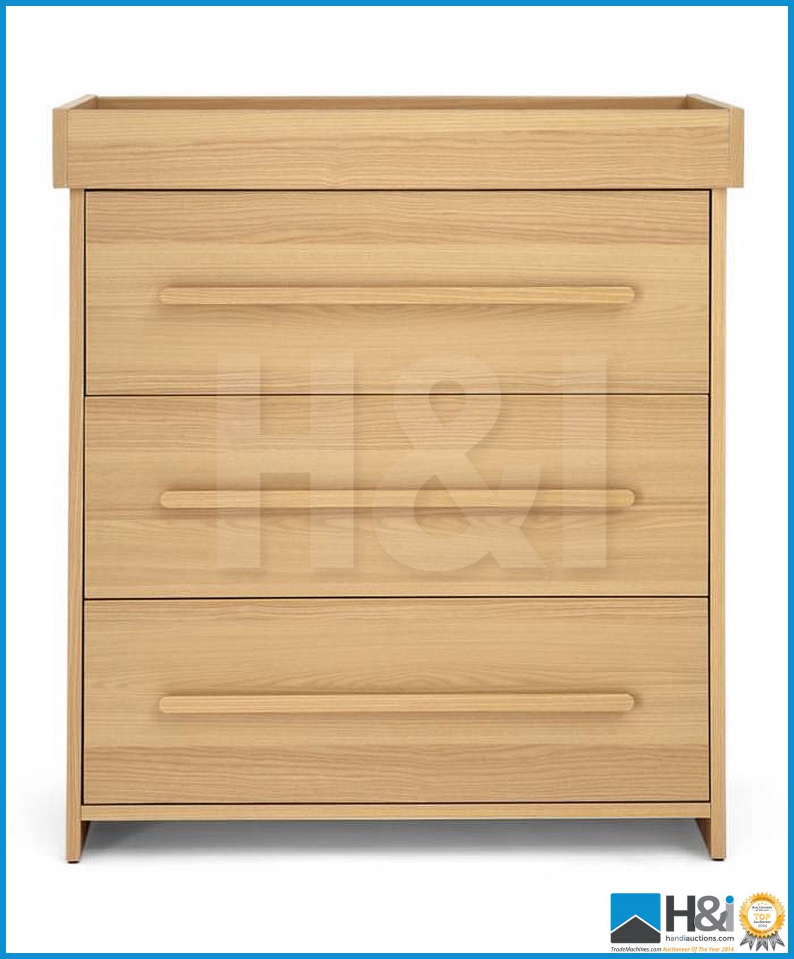 NEW IN BOX MAMAS & PAPAS HAXBY 3DRAWER CHANGING UNIT [OAK] 96 x 88 x 54cm RRP GBP 330