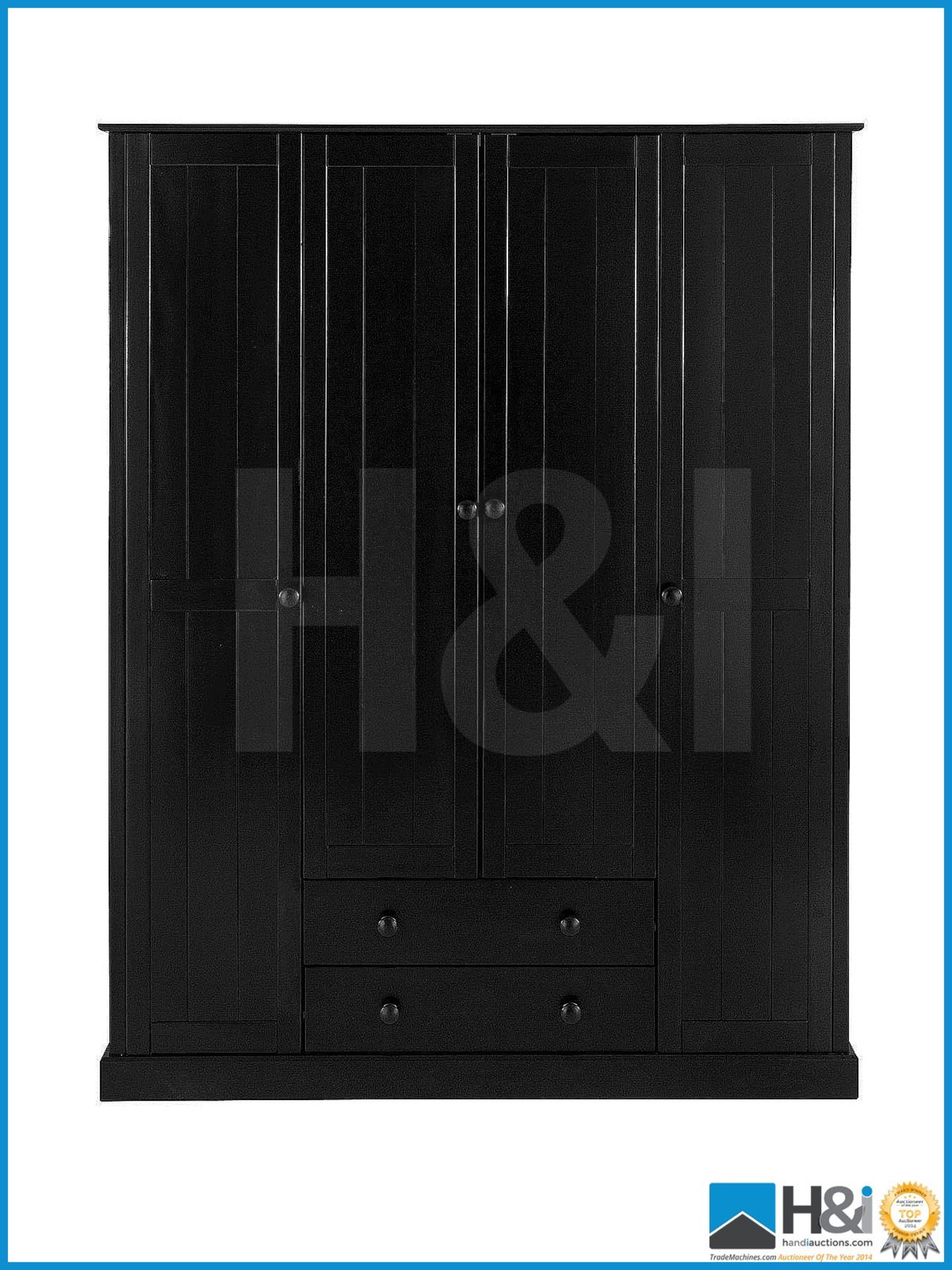 NEW IN BOX STOCKHOLM 4DOOR 2DRAWER WARDROBE [BLACK] 176 x 139 x 53cm RRP GBP 899