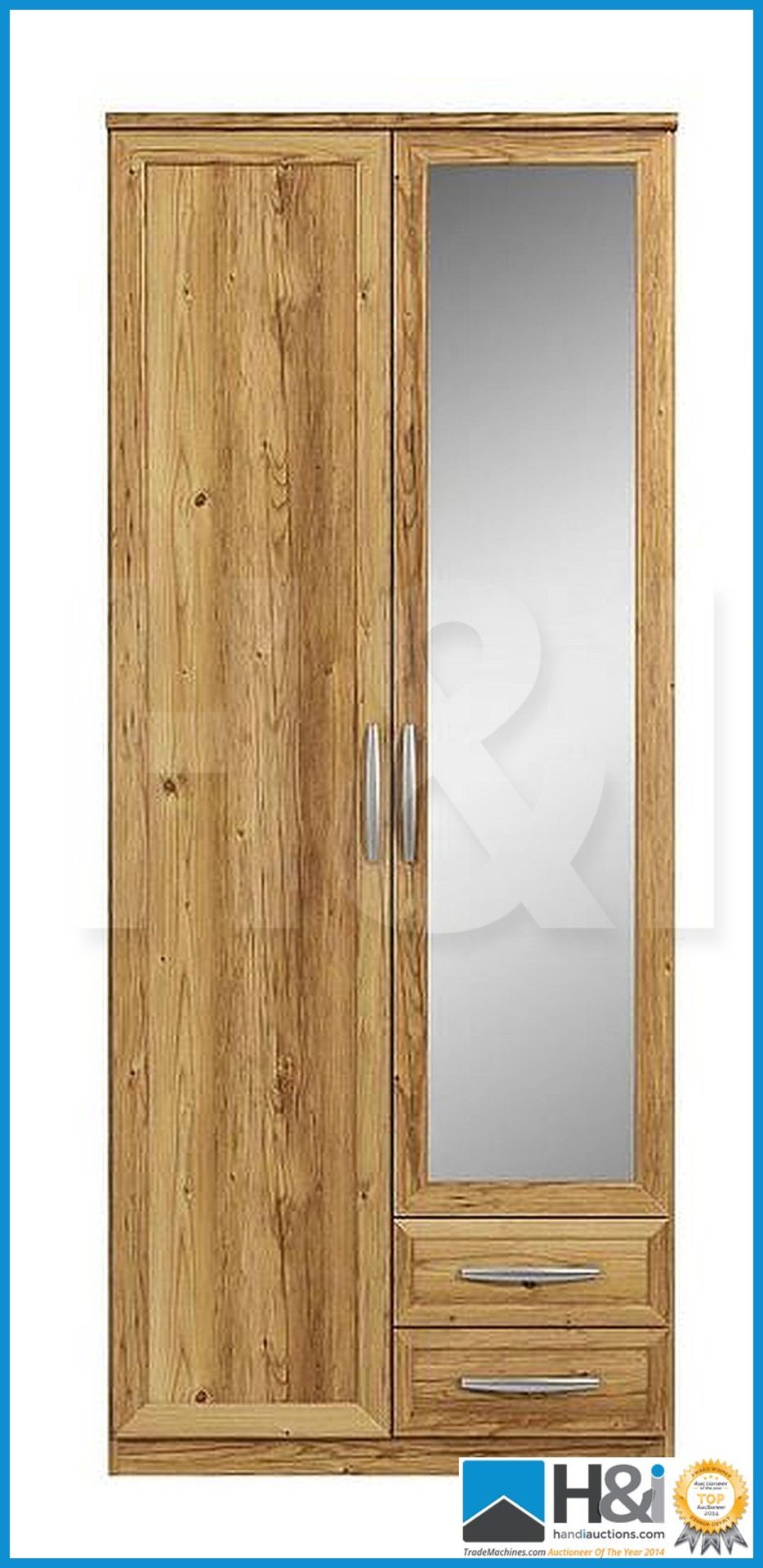 NEW IN BOX OSLO 2DOOR 2DRAWER WARDROBE [OAK] 198 x 83 x 50cm RRP GBP 227