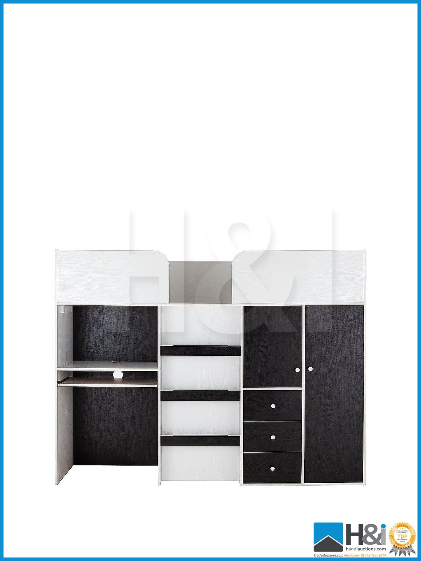 NEW IN BOX KIDSPACE MIAMI SINGLE 2DOOR 3DRAWER MID SLEEPER [BLACK] 150 x 95 x 194cm RRP GBP 419