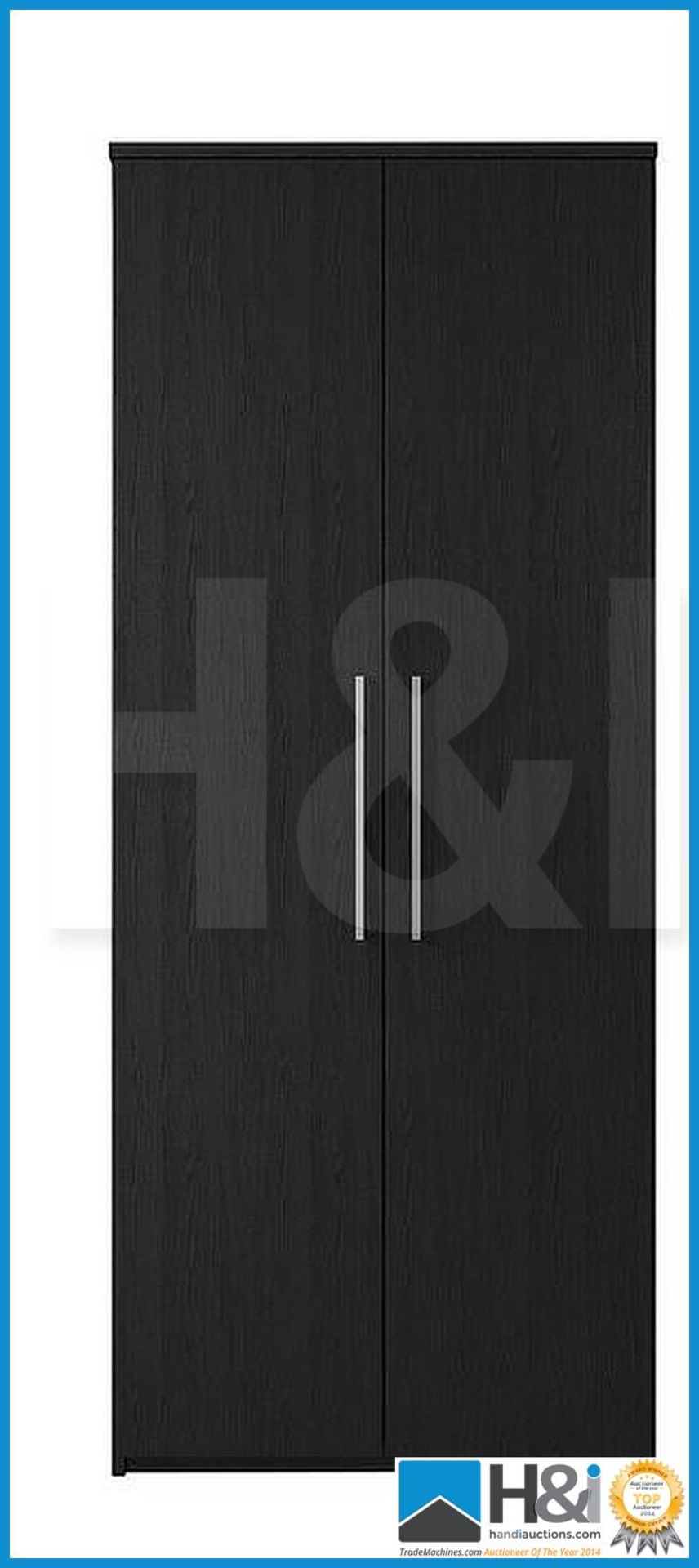 NEW IN BOX PRAGUE 2DOOR WARDROBE [BLACK] 199 x 81 x 52cm RRP GBP 239