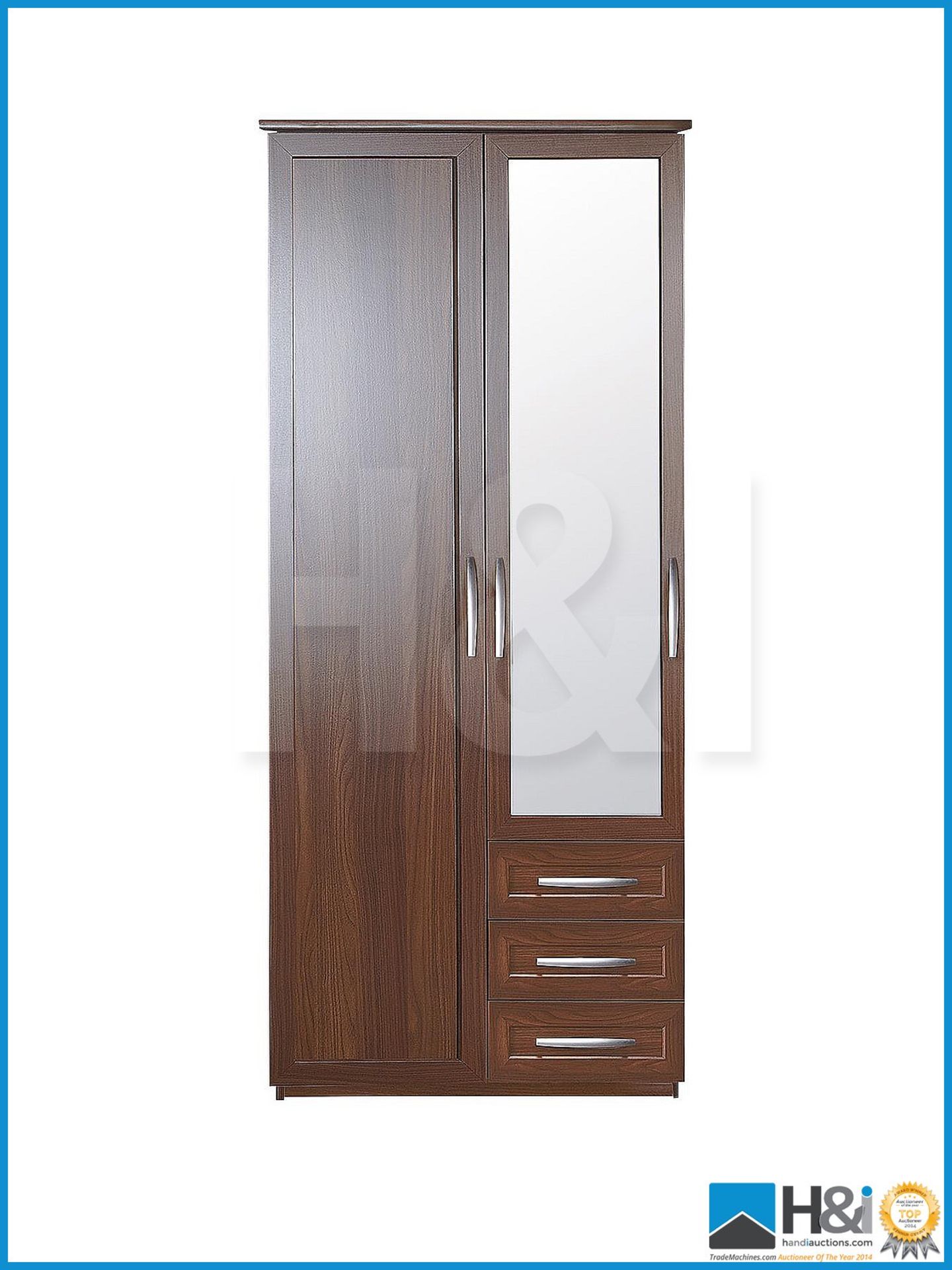 NEW IN BOX OSLO 2DOOR 3DRAWER WARDROBE [WALNUT/WALNUT] 197 x 83 x 53cm RRP GBP 299