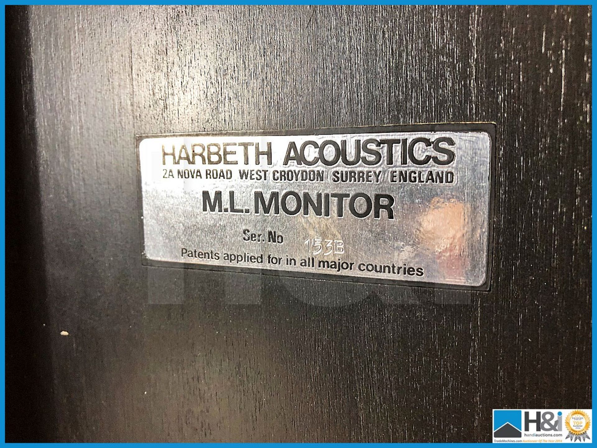 Pair Of Harbeth Accoustics ML Monitor speakers in fine condition - Image 5 of 7