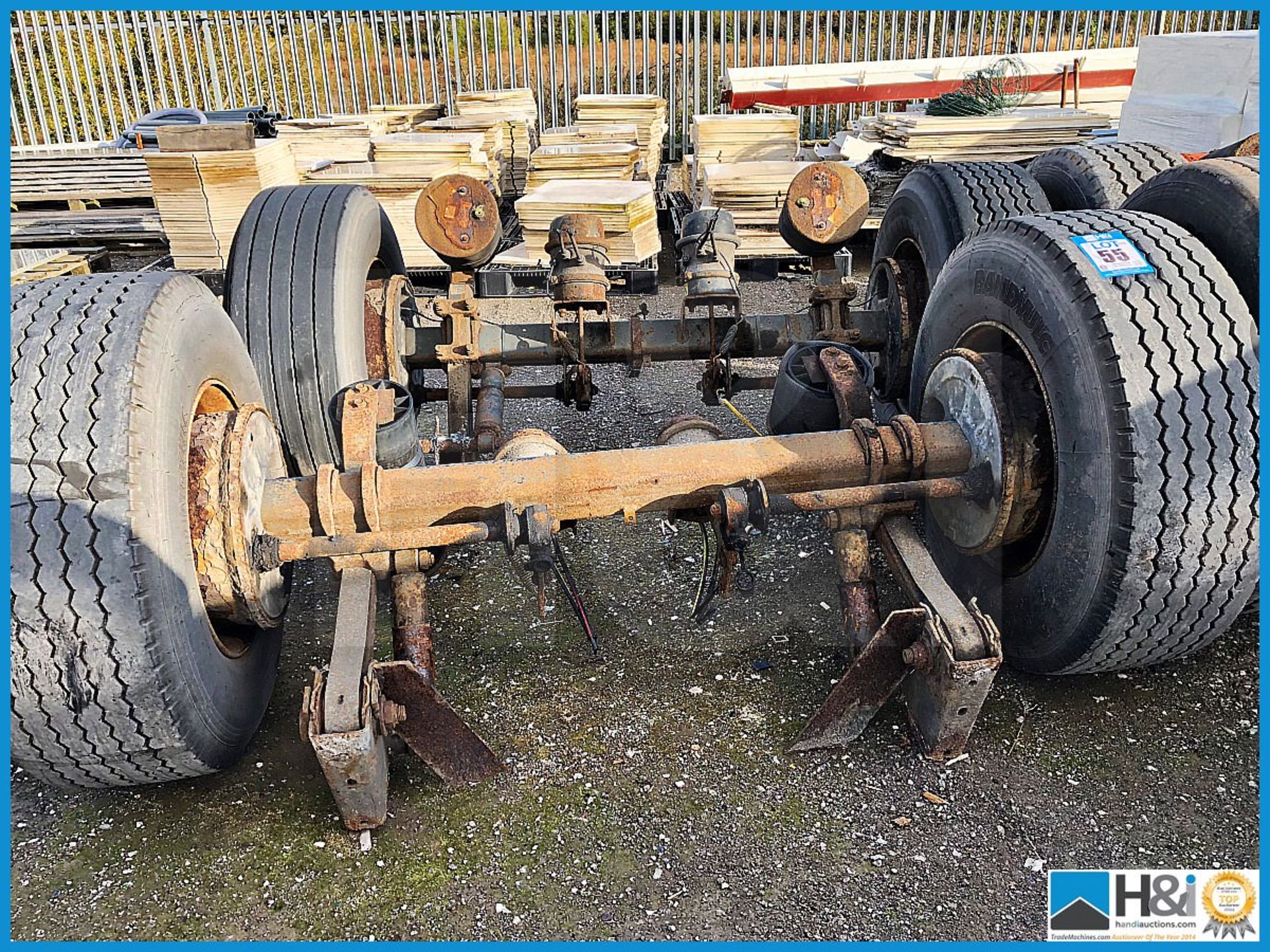 4 x good lorry trailer axles with very good tyres (some possibly new)