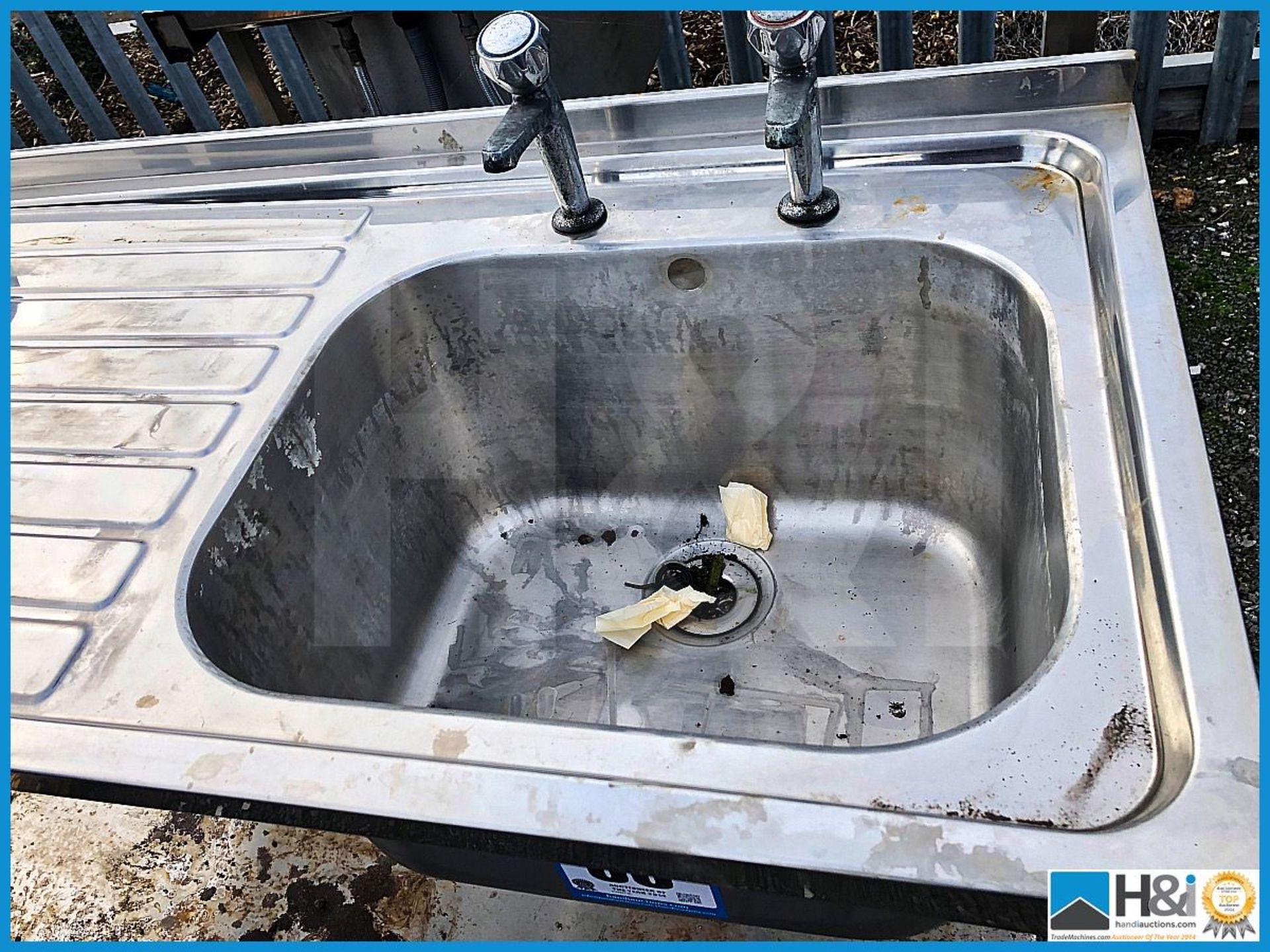 Stainless steel sink and drainer with taps - Image 3 of 3