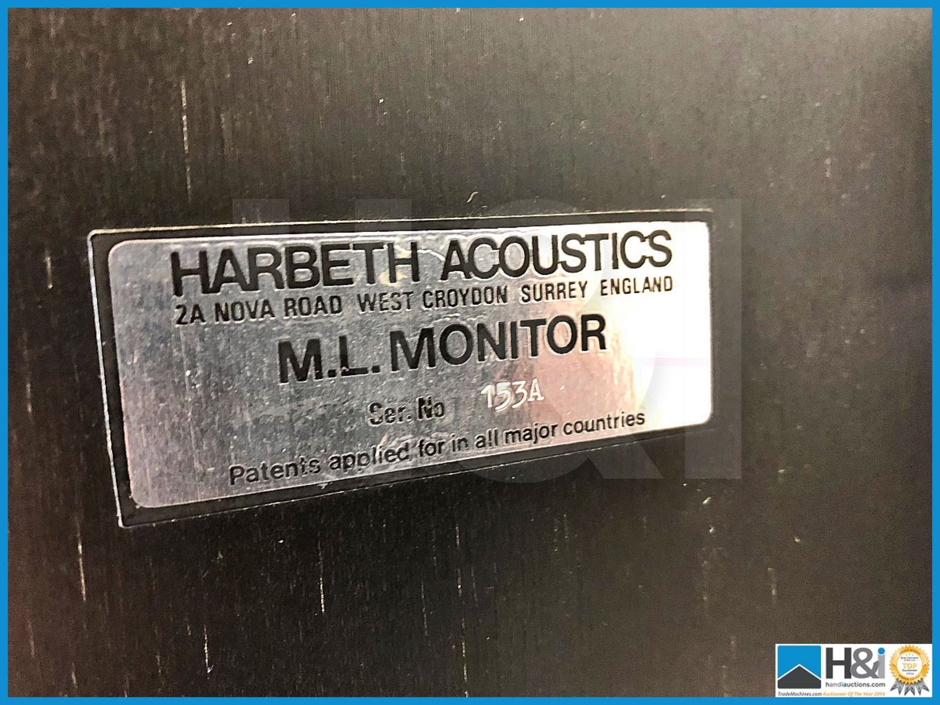 Pair Of Harbeth Accoustics ML Monitor speakers in fine condition - Image 4 of 7