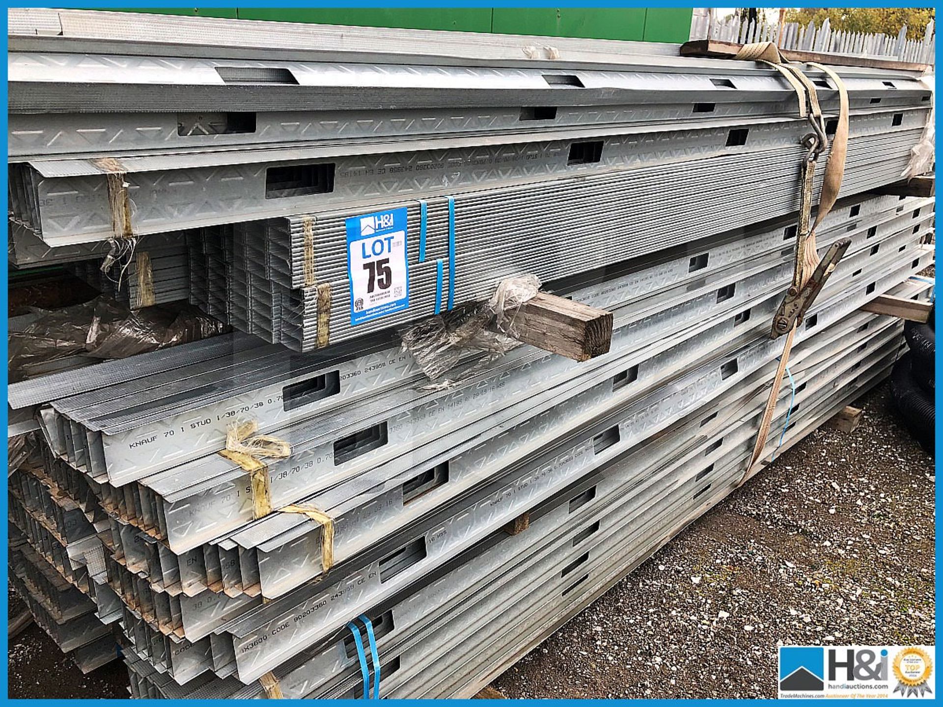 Huge qty (500 lengths) 70x38 Knauf steel stud walling beams. Unused, over GBP 5k value