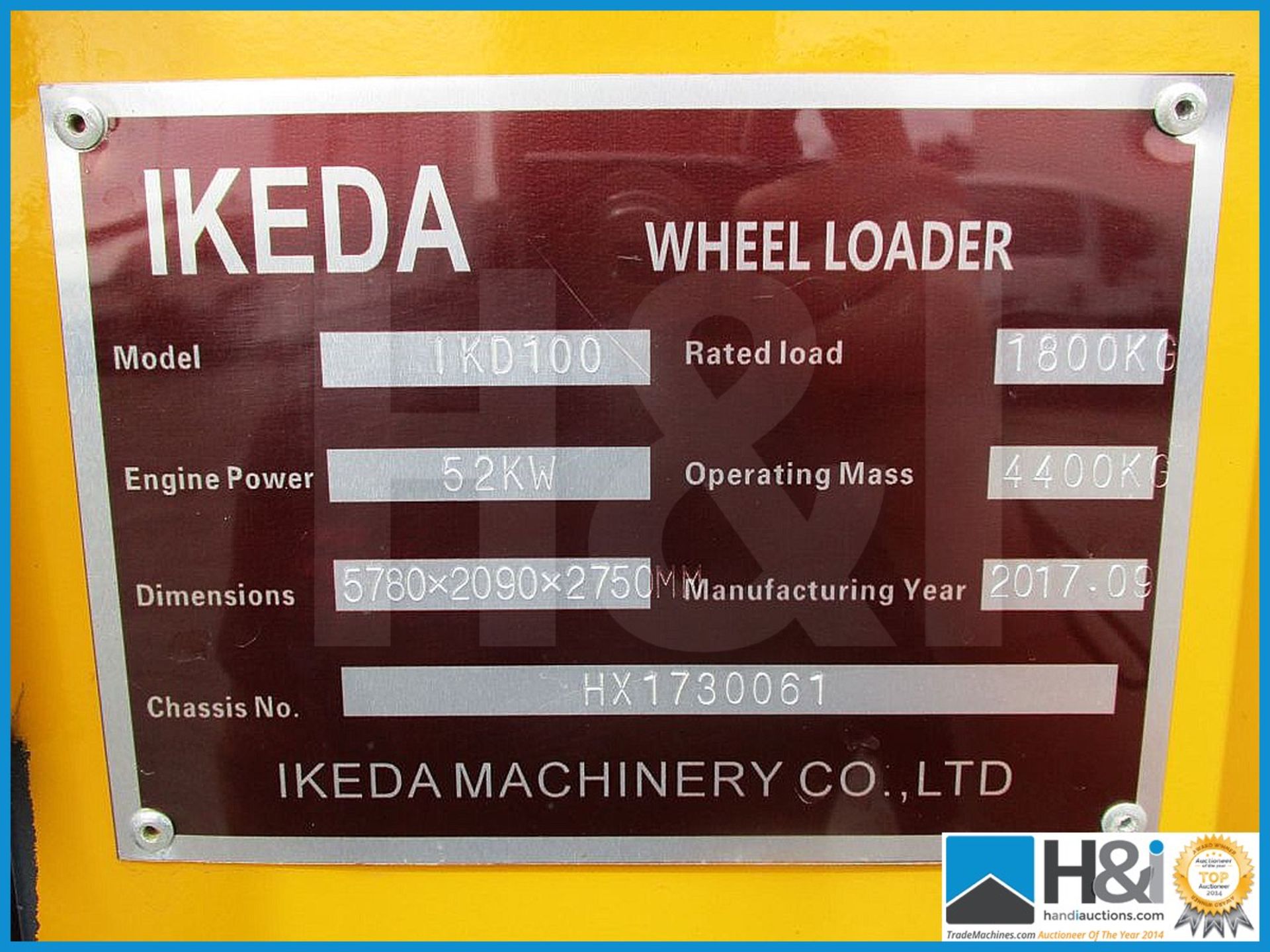 Ikeda wheeled loader, 2017 year. Currently showing only 16 hours on the clock. Hydro static, 4x4, pr - Image 10 of 14