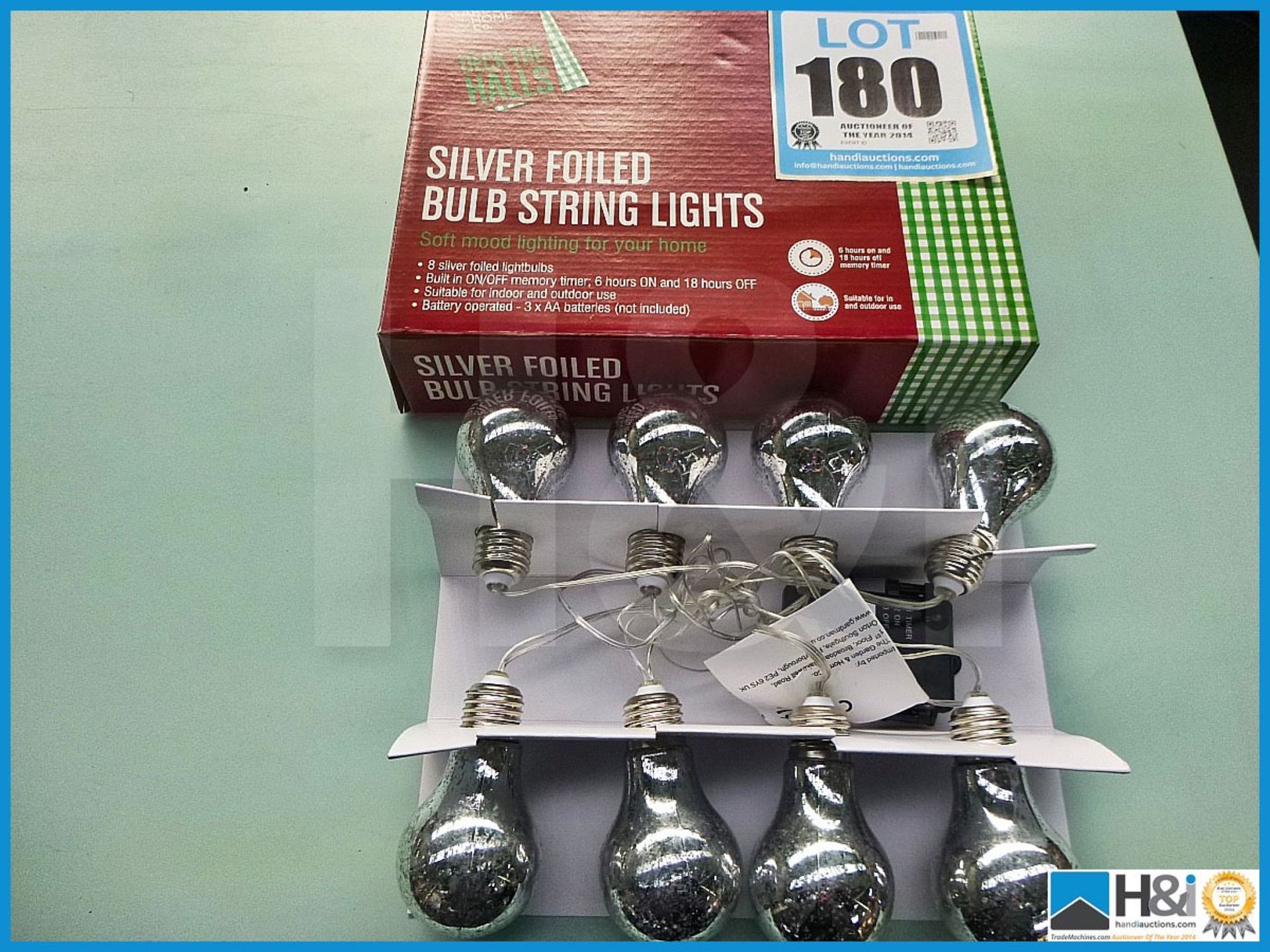 SILVER FOILED BULB STRING LIGHTS, MEMORY TIMER FOR INDOOR AND OUTDOOR USE