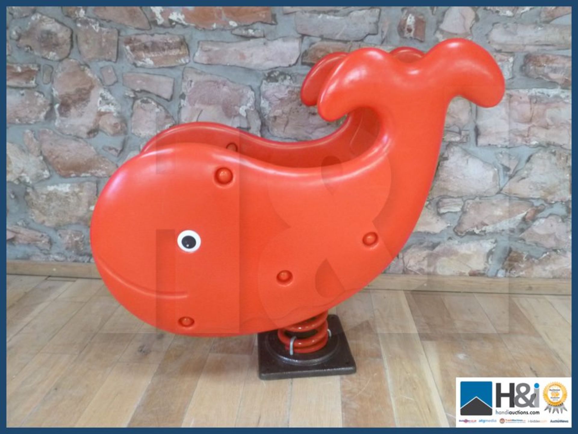 Outdoor children's playground whale spring toy solid metal and plastic construction new and unused. - Image 3 of 5