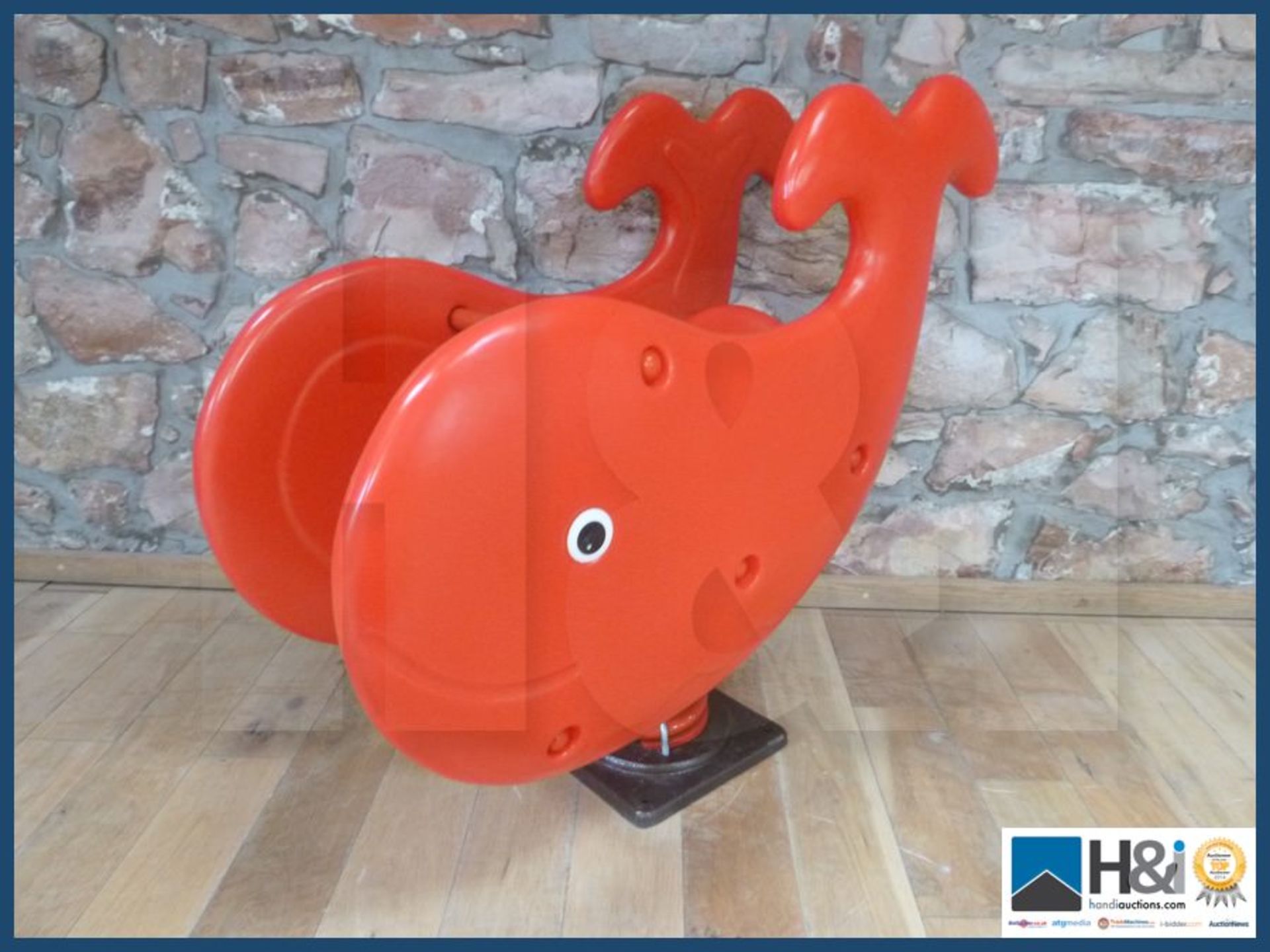 Outdoor children's playground whale spring toy solid metal and plastic construction new and unused. - Image 2 of 5